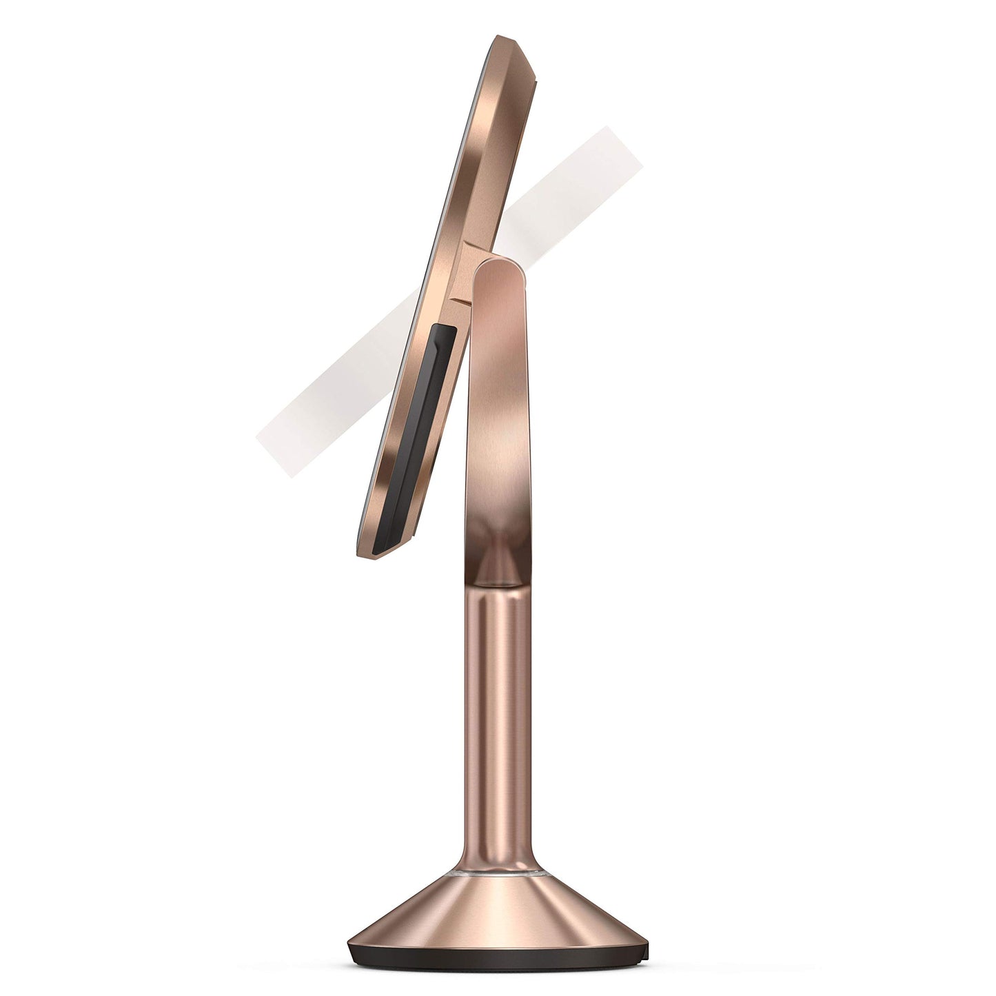 simplehuman ST3034 20cm Sensor Mirror Trio with Touch-Control Brightness, Light Up Makeup Magnifying Mirror, 10x, 5x, 1x Magnification, LED, Dual Light Setting, Rechargeable, Rose Gold Stainless Steel