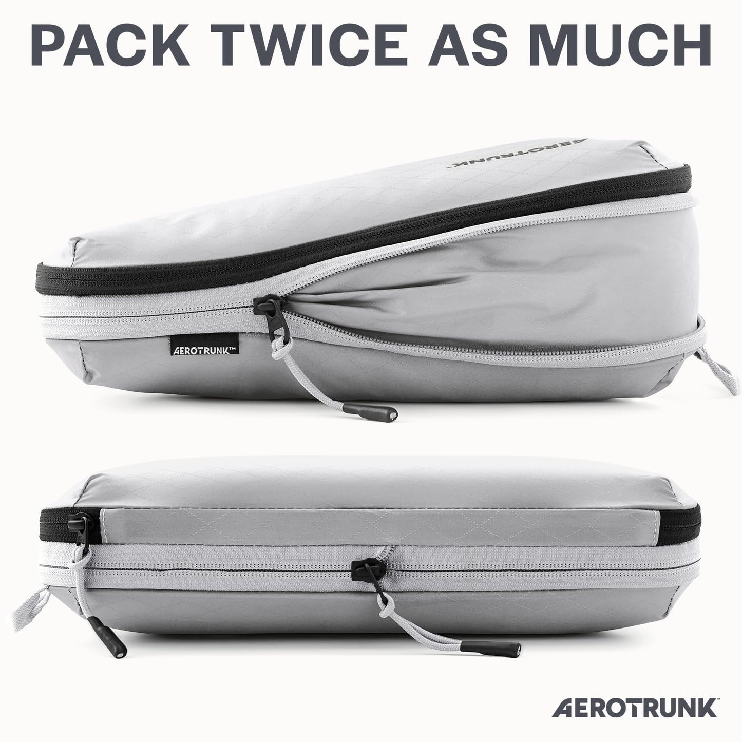 Aerotrunk Ultralight Compression Packing Cubes - Lightweight Travel Organizers for Suitcases and Luggage (6-Pack, Light Grey)