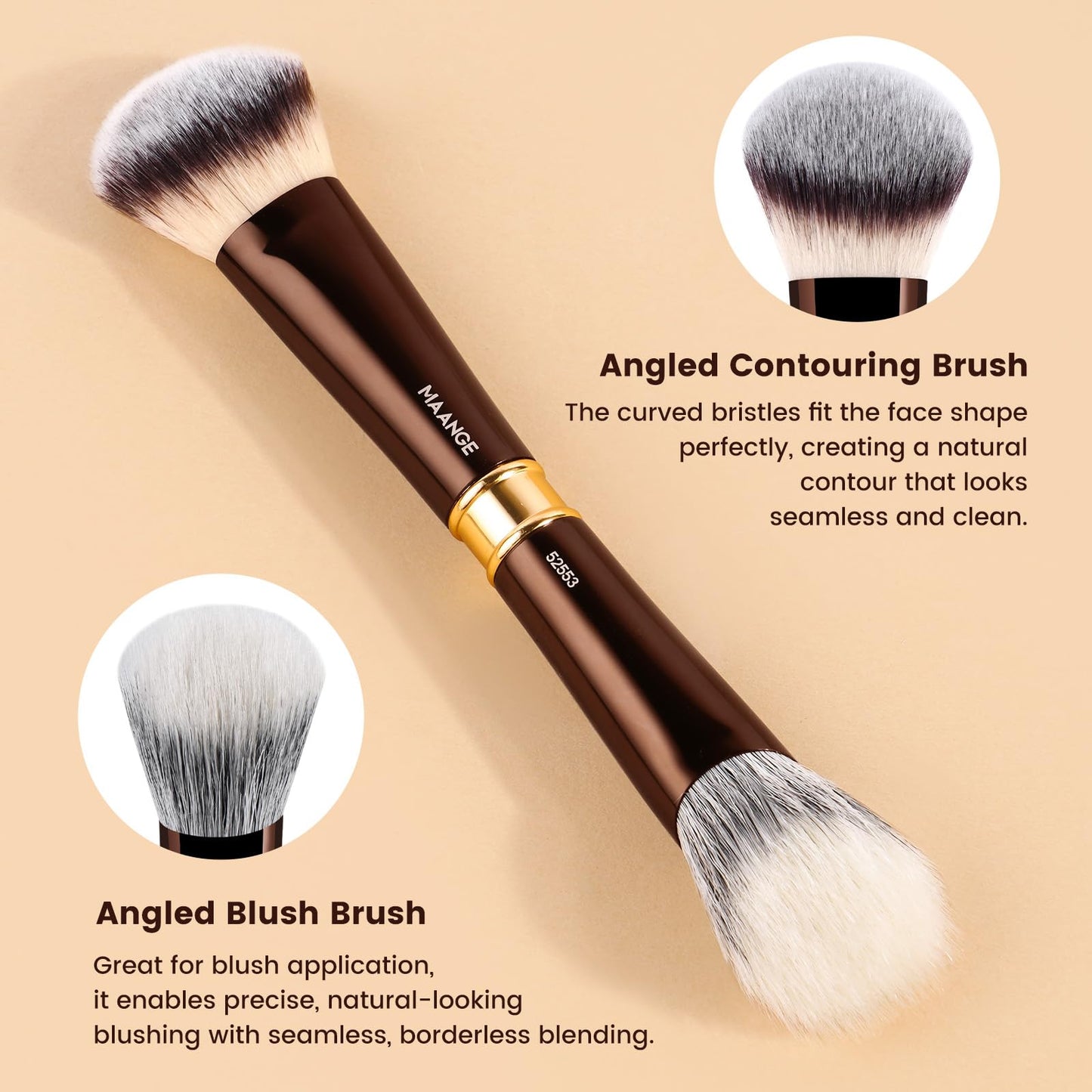 MAANGE 13Pcs Makeup Brushes with Case, Professional Brochas De Maquillaje for Face & Eyes, Soft Synthetic Foundation Powder Blush Eyeshadow Brush Kit with Gift Box,CoffeeBrown