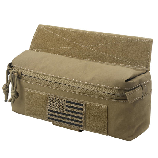 WYNEX Tactical Dump Drop Pouch, Dangler Pouch Utility Tool Pack Sub Abdominal Carrying Bag EDC Pocket Organizer Accessories for Plate Carrier Chest Rig Khaki