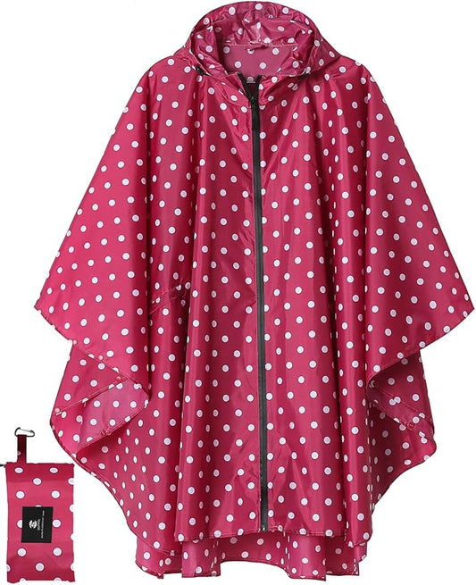 SaphiRose Unisex Rain Poncho Waterproof Raincoat Hooded for Adults Women with Pockets