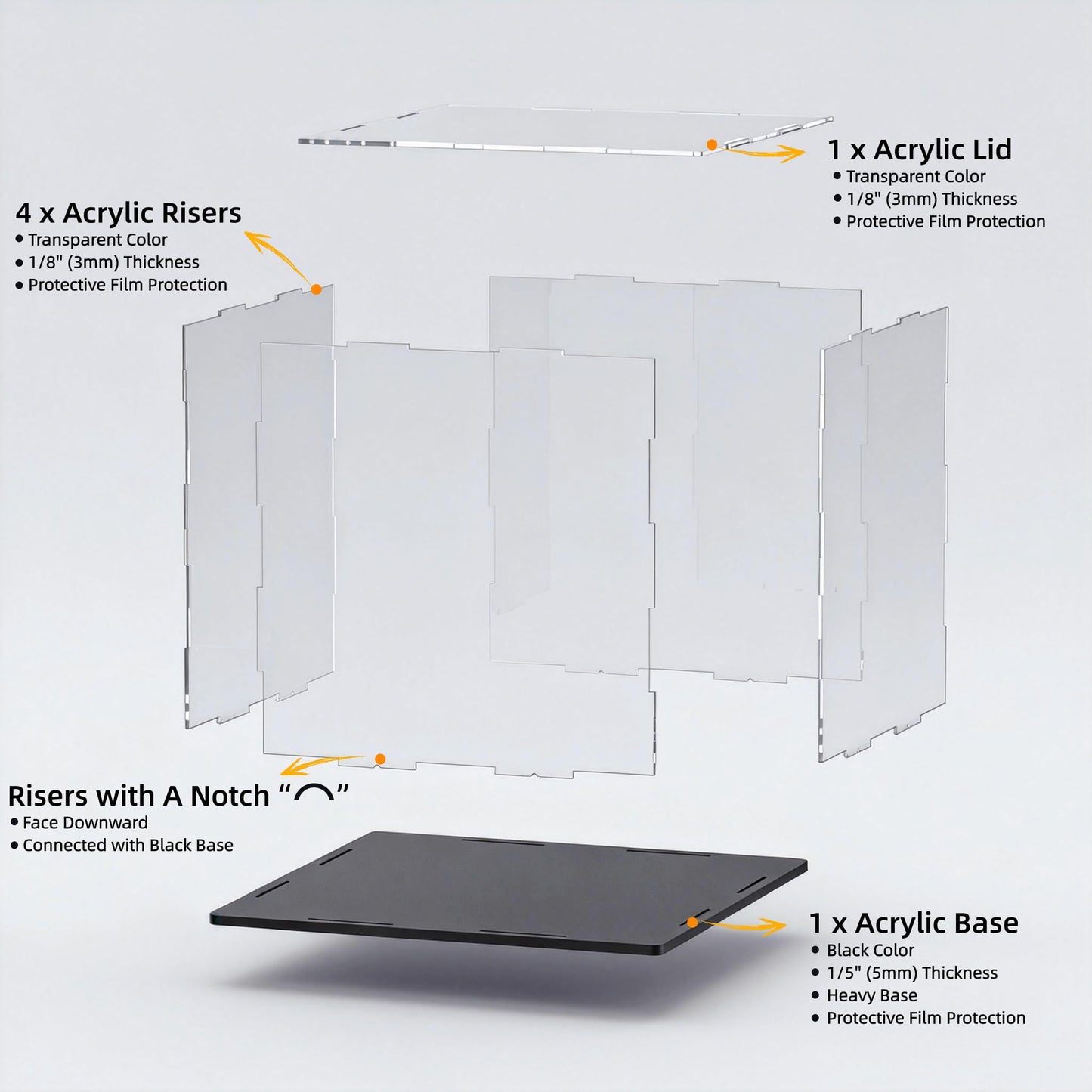 Acrylic Display Case Clear Collectible Display Box for Miniture House, Dustproof Acrylic Showcase, Easy Self Assembly Storage Cases for Action Figures and Art Figurine, 8 x 6 x 7 inch