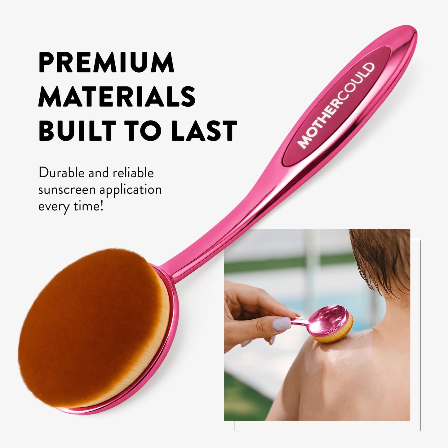 Mothercould Premium Sunscreen Brush Set Kids & Baby Sunblock Applicator with Metal Handles, Travel Bag, 2 Brushes, 2 Caps, & Cleaning Mat Mess-Free Sun Care (2 Pack) (Pink)