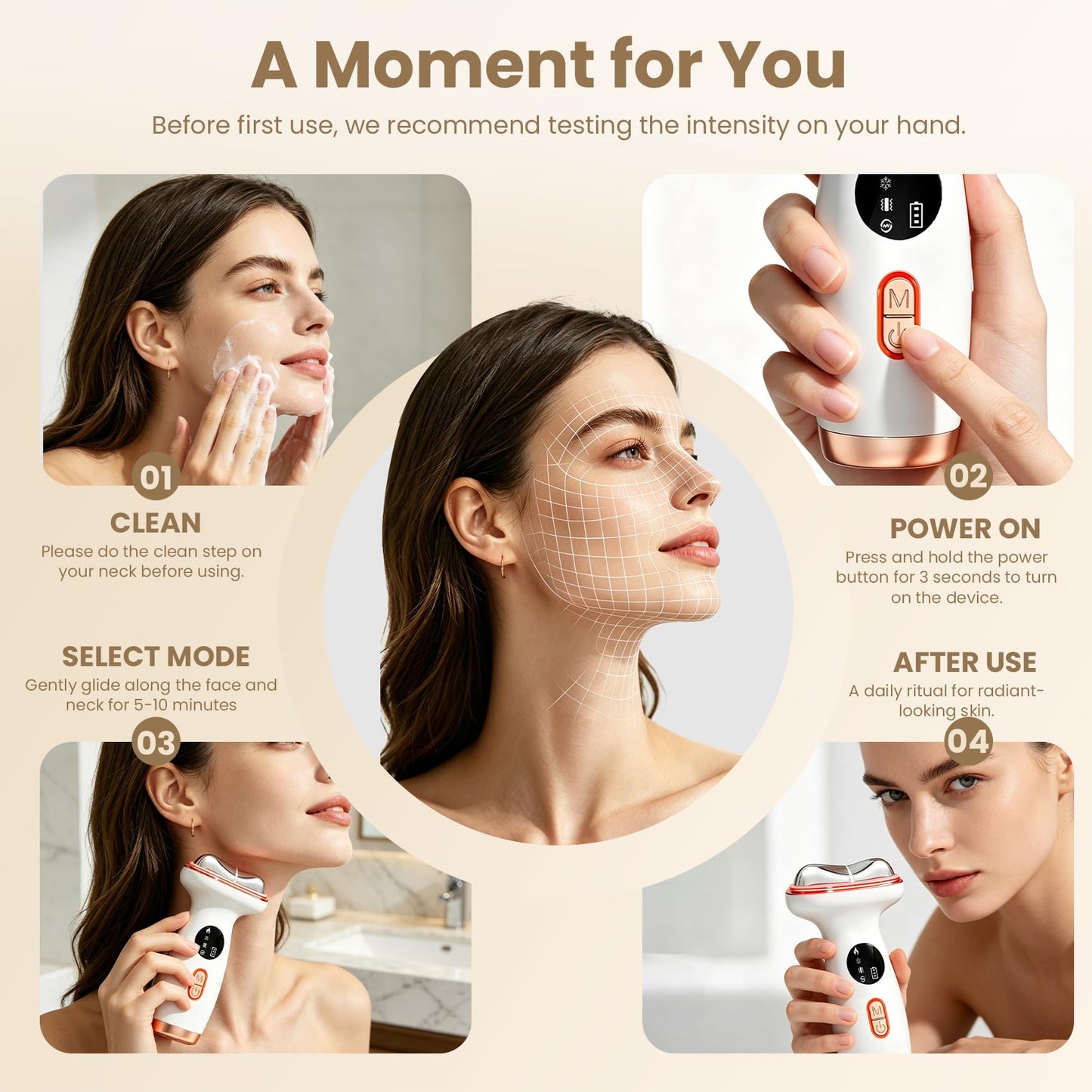 YueLi 7-in-1 LED therapy Microcurrent Facial Device, Red Light Gua Sha Massager with Hot & Cold for Skin Care