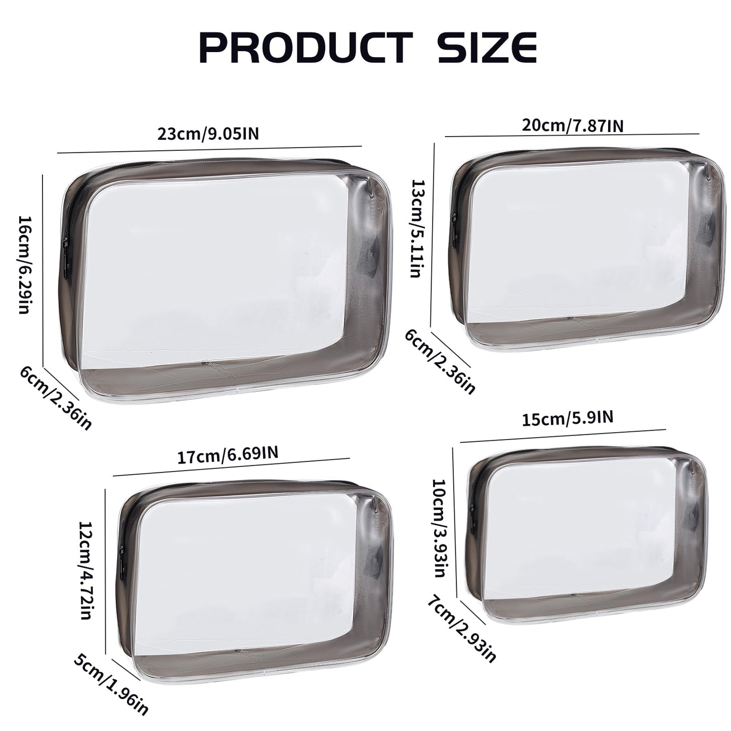 4PCS Diaper Bag Organizer Zipper Pouch Clear Travel Makeup Toiletry Storage Transparent Portable Travel Packing Clutch Cube Bags Small Cosmetic Bag Compact Car Accessories for Women Baby Nursing