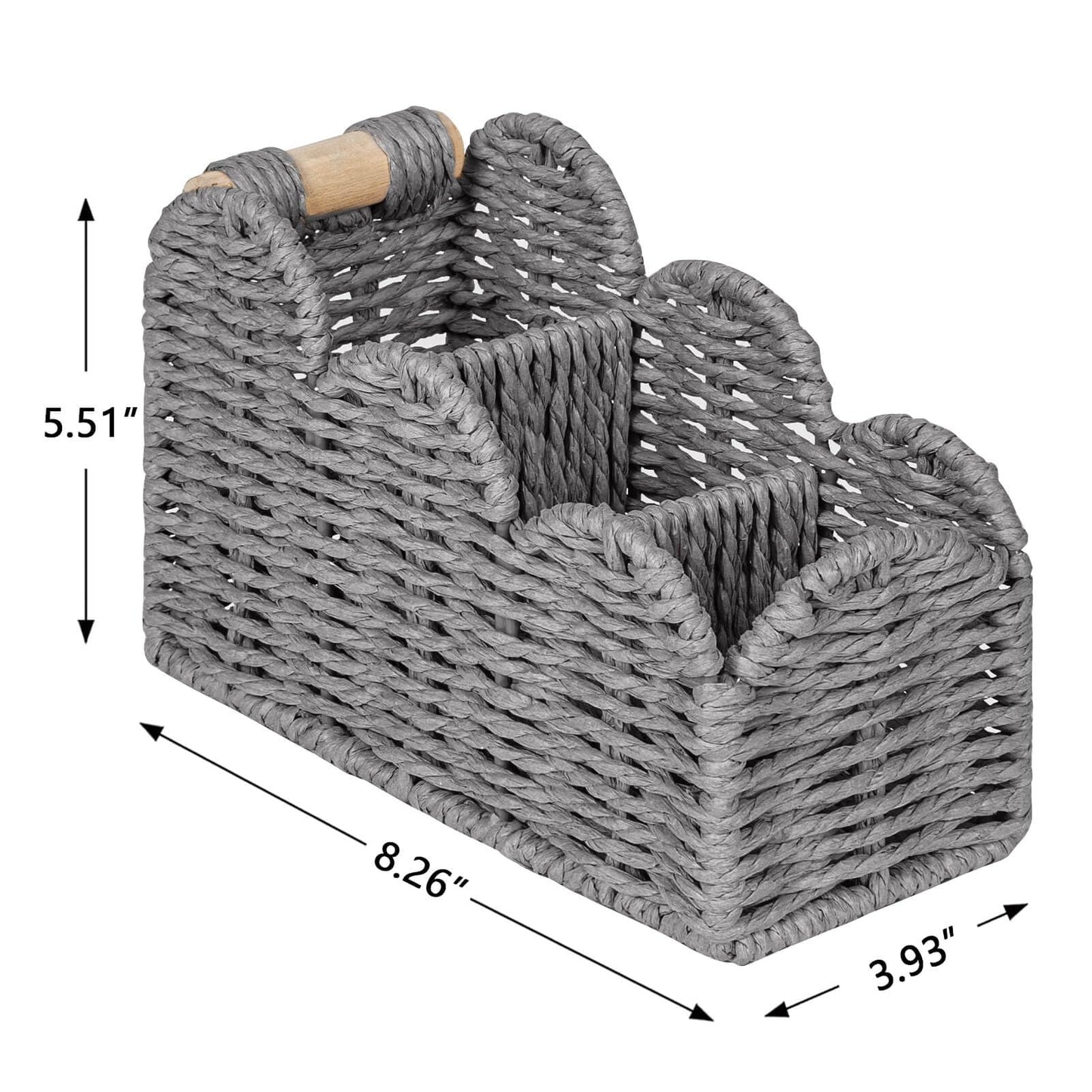CubesLand Bedside Table Desk Organizer Caddy, Remote Pen&Pencil Holder Cup, Makeup Brush Holder w/Scalloped Perfect for Home, Office Desk, Living Room Table Decor, 3 Slots Grey