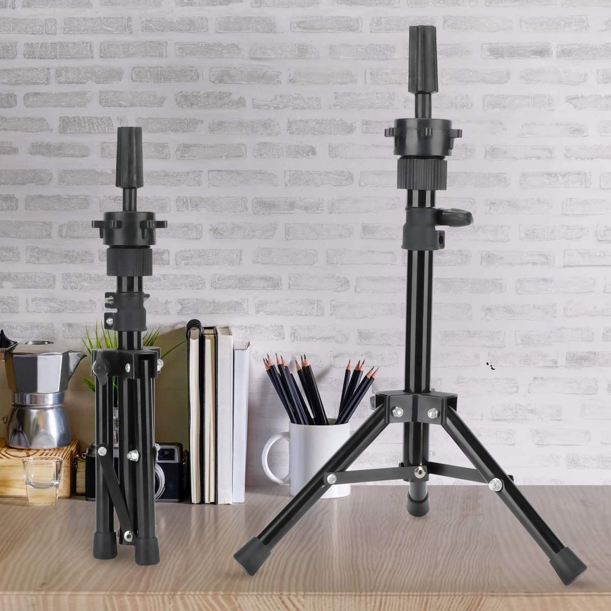 AliLeader 25 Inch Wig Head Stand Adjustable Mannequin Head Stand Wig Stand Tripod with Head Adjustable Wig Tripod Stand for Training Heads and Canvas Block Head