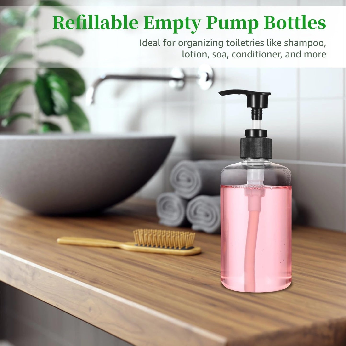 Skdqiee 30 PCS Empty Lotion Bottles with Pump - 8 oz/250ml Refillable Plastic Pump Bottles Hand Dish Dispenser Portable Travel Lotion Container for Shampoo, Conditioner, Cream, Liquid (Clear)