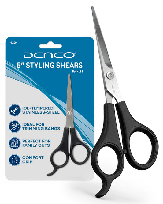 Denco 5" Styling Shears – Premium Stainless Steel Hair Cutting Scissors with Razor Sharp Edge Blades & Ergonomic Lightweight Handle for Precise Salon Haircuts, Trimming, Layering & Home Use