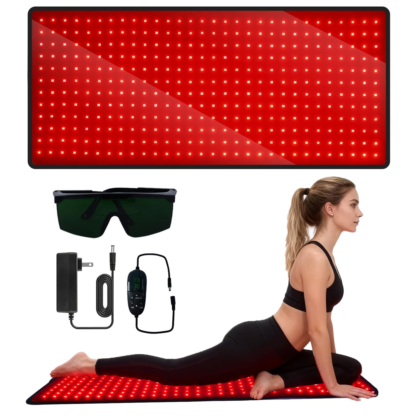 Red Light Therapy Mat for Body, 31.9" x 14.2" Large Red Light Therapy Pad with Overheat Protection Device, 660nm & 850nm Infrared Light Therapy Wrap for Body Waist Legs, Redlight Therapy for Women Men