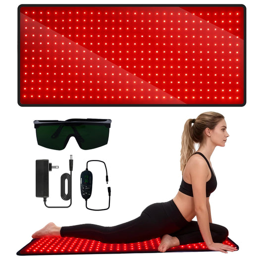 Red Light Therapy Mat for Body, 31.9" x 14.2" Large Red Light Therapy Pad with Overheat Protection Device, 660nm & 850nm Infrared Light Therapy Wrap for Body Waist Legs, Redlight Therapy for Women Men