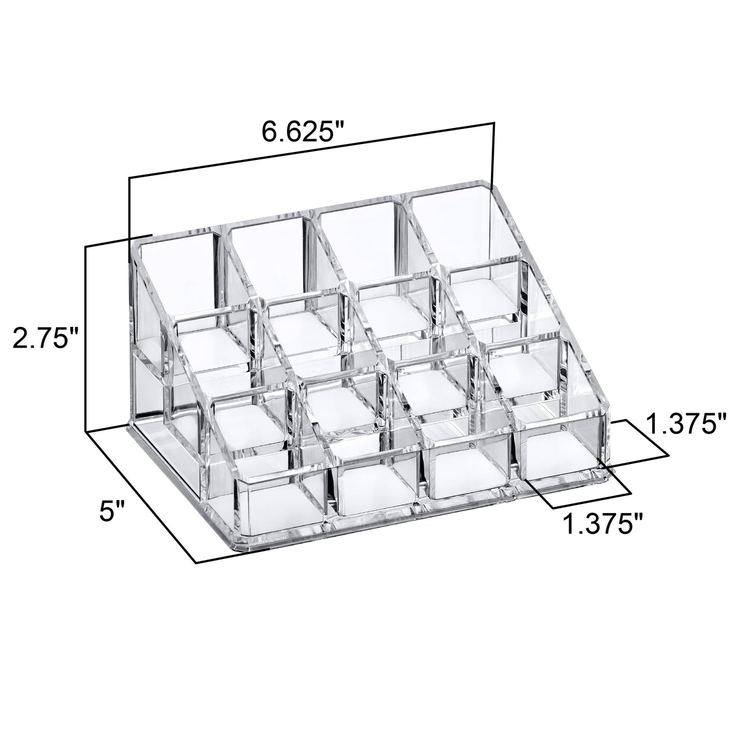 Amazing Abby - Charm - 2-Pack 12-Slot Acrylic Nail Polish Organizer, Lipstick Holder, Lip Gloss Organizer, Cosmetic Storage Display, Perfect Storage Solution for Drawer, Vanity, Bathroom, and More
