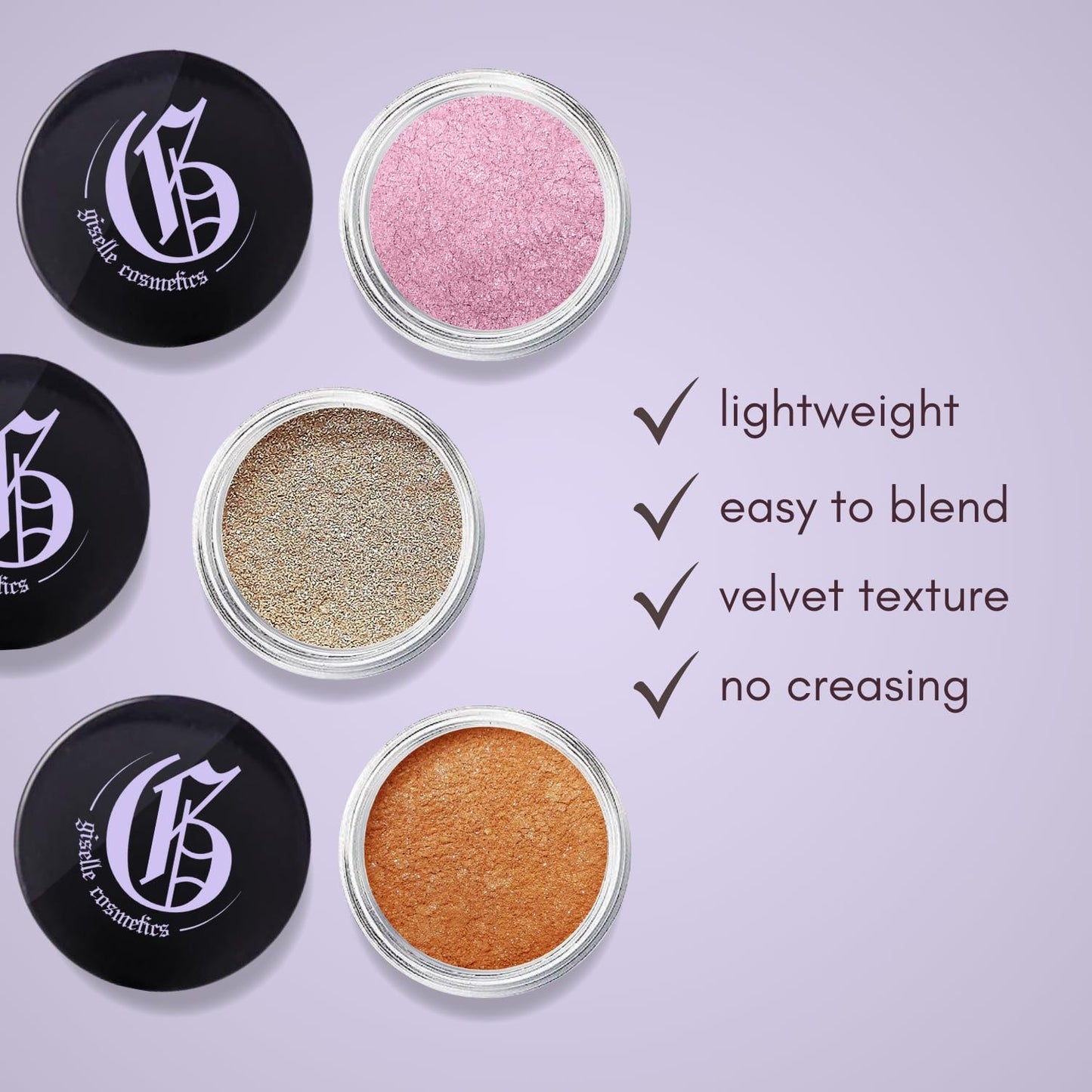Giselle Cosmetics Organic Mineral Loose Powder Pink Pearl - Cream Eyeshadow, Eye Shadow Palette, Glitter Eyeshadow, Highlighter Makeup