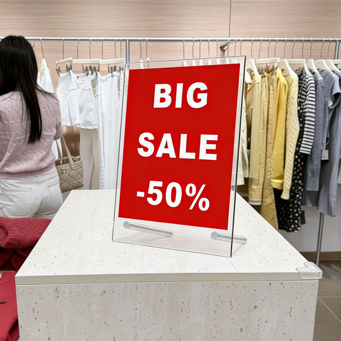 JDEA L-Shaped Clear Display Stand, Shatter Resistant Windproof Anti-Fall Outdoor Sign Hold (8.5x11 inch 6pack)