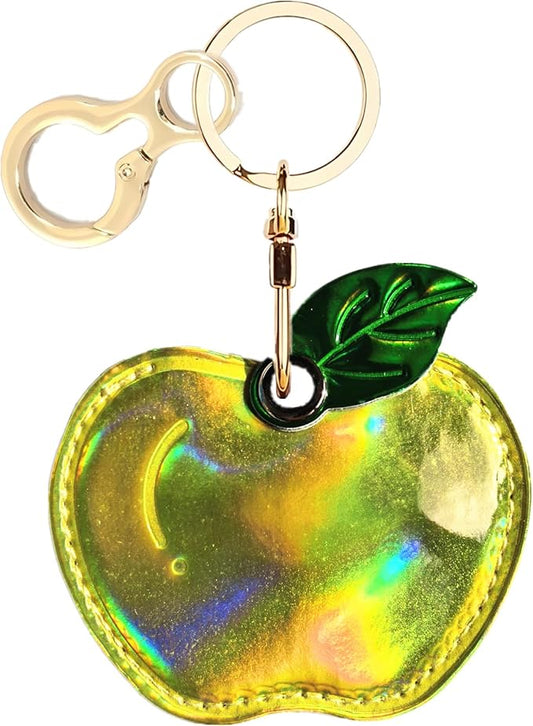Leather Keychain Holder Case Compatible with AirTag,Cute Protective Shiny Charm Cover with Keyring,Anti-Scratch Finder GPS Tracker Case for Wallet Keys,Bag,Pets(Yellow Fruit)