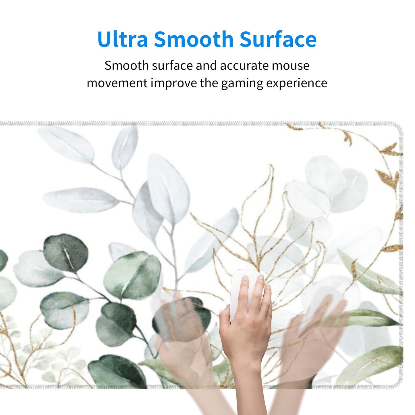 Green Gold Leaves and Branches Extended Big Mouse Pad Large,XL Gaming Mouse Pad Desk Pad,31.5x11.8inch Long Computer Keyboard Mouse Mat Mousepad with 3mm Non-Slip Base for Home Office Work
