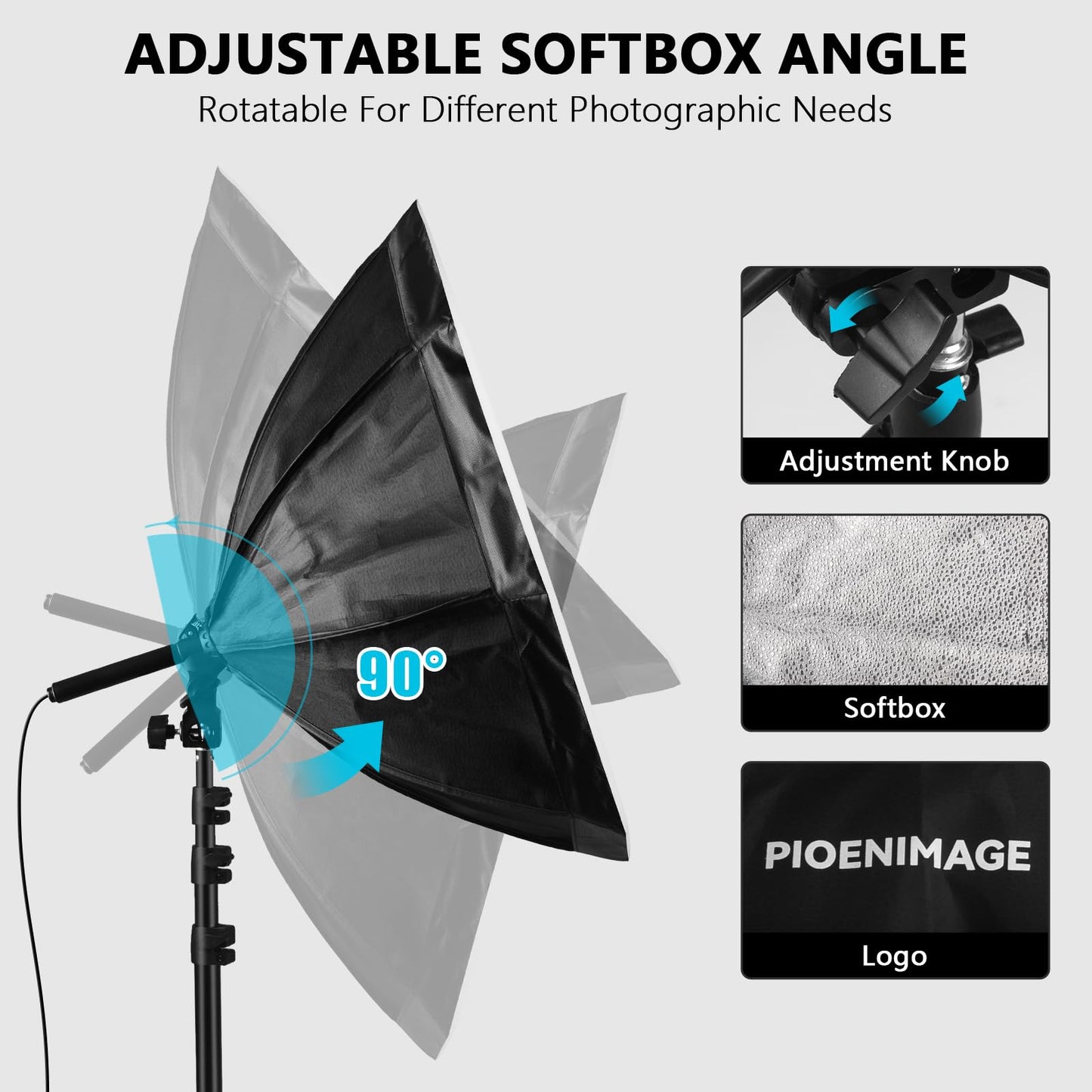 PIOENIMAGE Softbox Lighting Kit, Softbox Photography Lighting Set