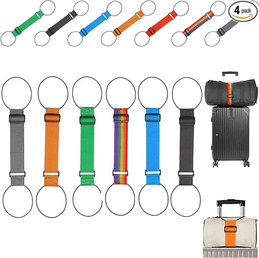 Multi Use Strong Adjustable Luggage Connector Straps, Flexible and Adjustable Luggage Strap, Luggage Connector Straps for Suitcases, Secure Stacking&Hands-Free Travel, Easy to Identify Travel (6Pcs/2)