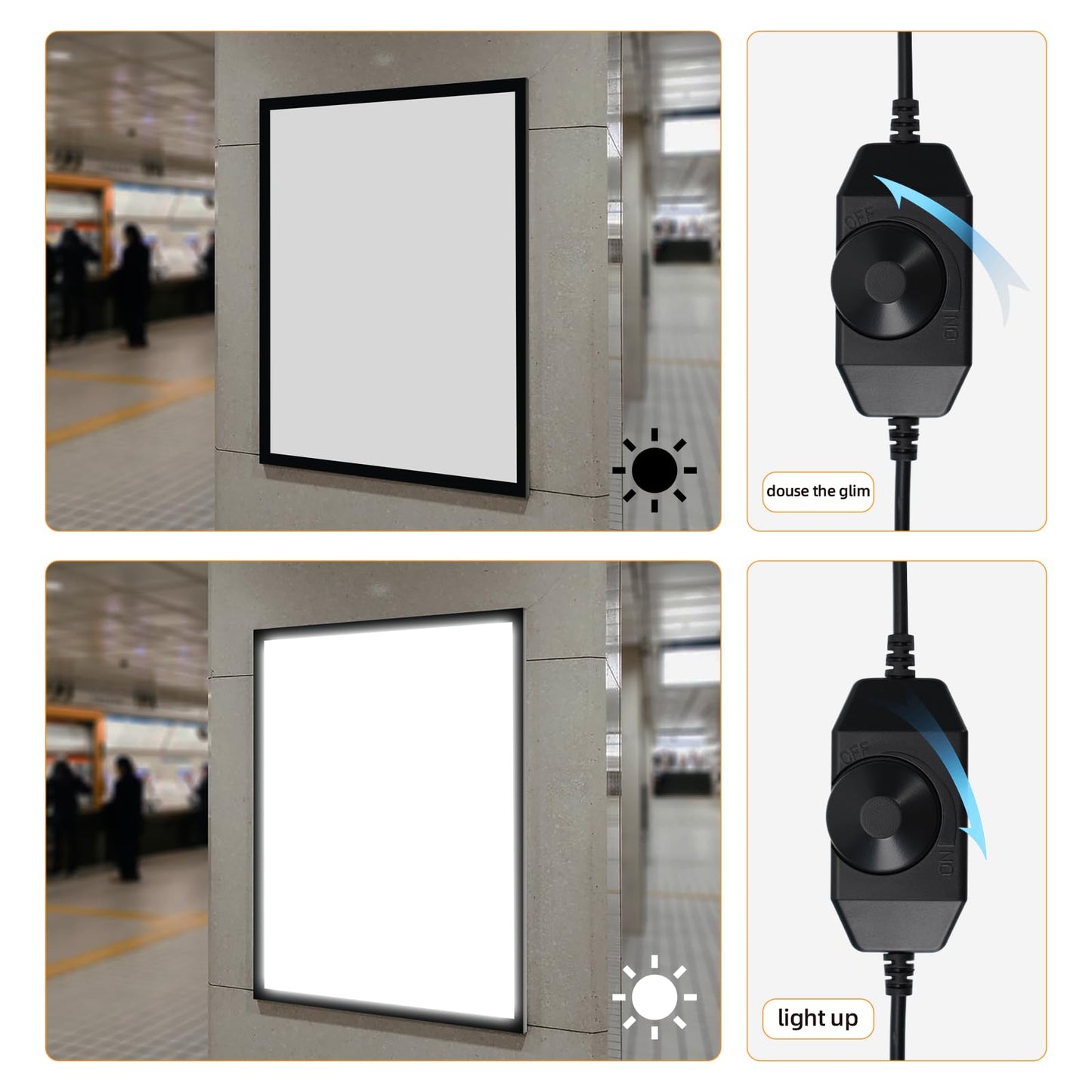 QI XING Led Poster Frame 16x24 Inch, Poster Lights for Wall,Movie Poster Frame with Dimmer Swich,Wall Mounted Magnetic Led Lightbox Display,Backlit Display Horizontally and Vertically