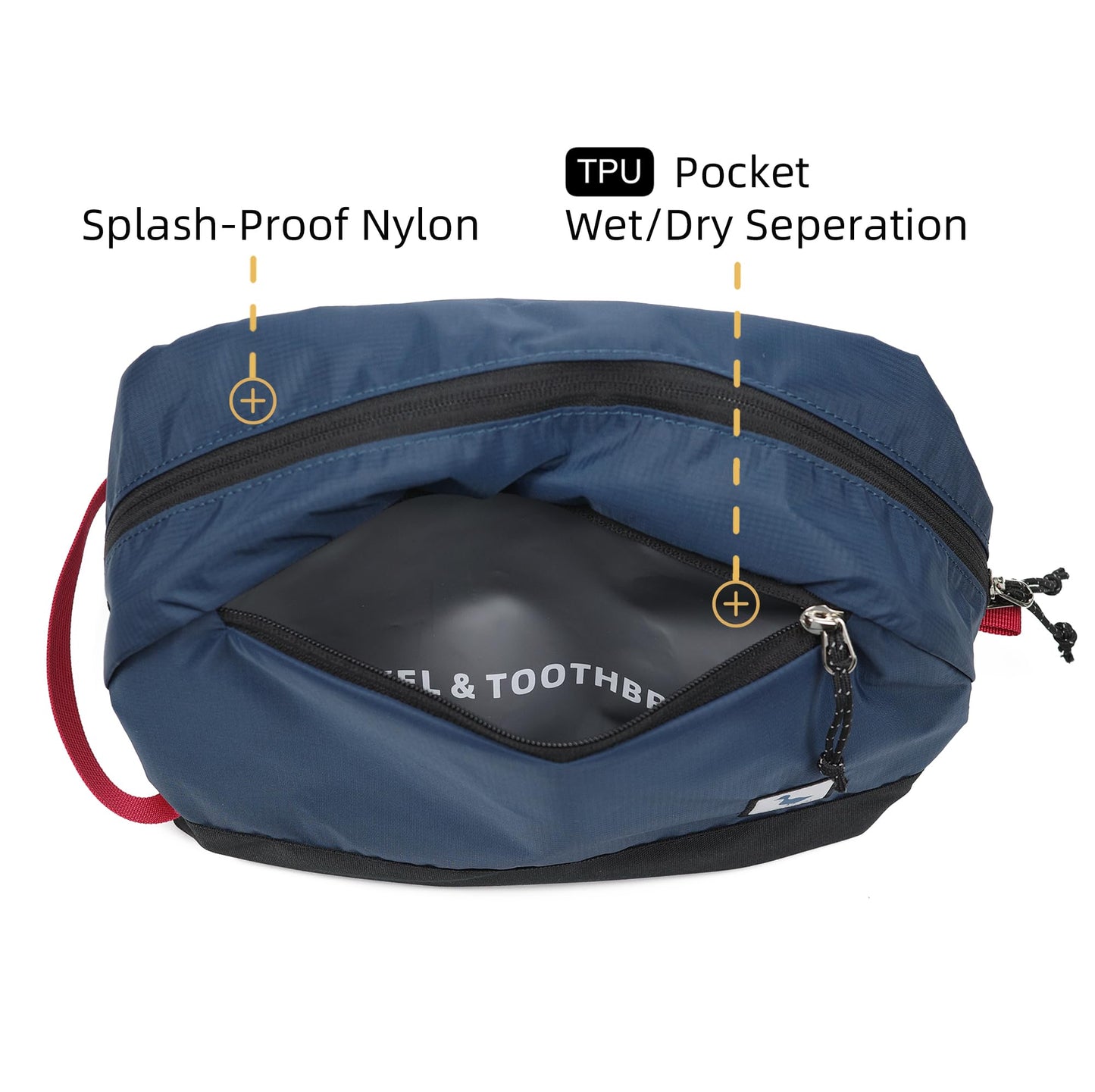 kalgoTeal Travel Toiletry Bag 8L, Large Packing Cube with Waterproof TPU Wet/Dry Compartment