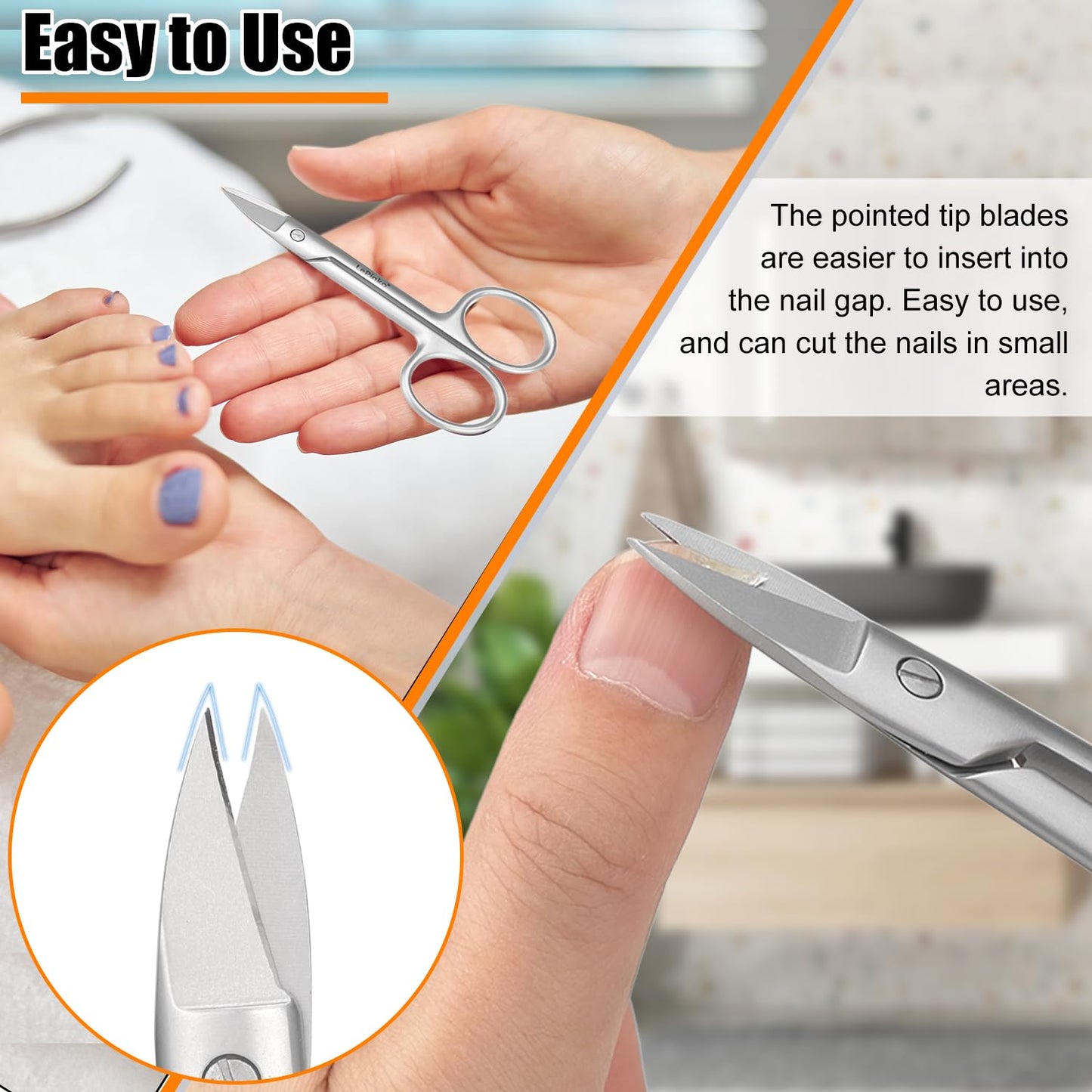 LePinko Toenail Scissors, Poweful Cutting of Fingernails and Thick Toenails, Portable Size, Ideal Choice for Home and Travel Use