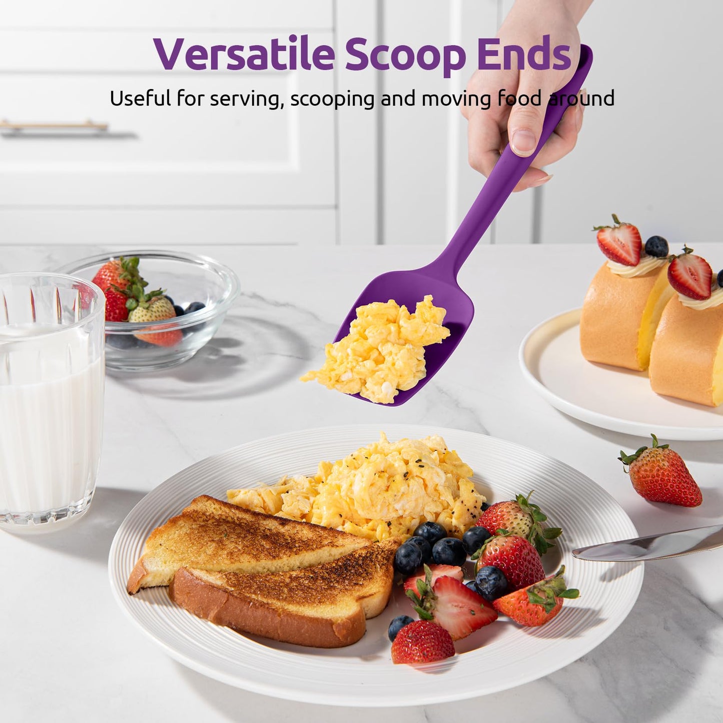 U-Taste Silicone Spatula Set with 600 Degrees Fahrenheit Heat Resistant (Purple)