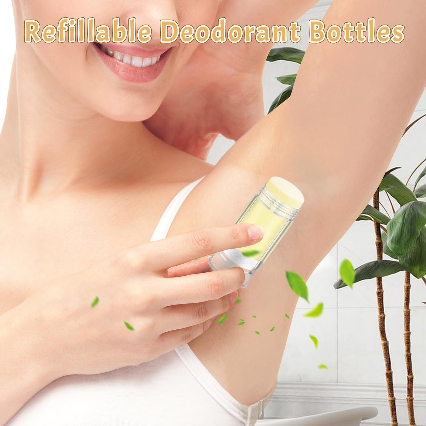 20 Pcs 15g/0.5oz Deodorant Jars Empty Refillable Round Plastic Deodorant Bottles Twist Up Bottom Filling Stick Tubes for Homemade DIY Lotion Bar Chapstick - Clear