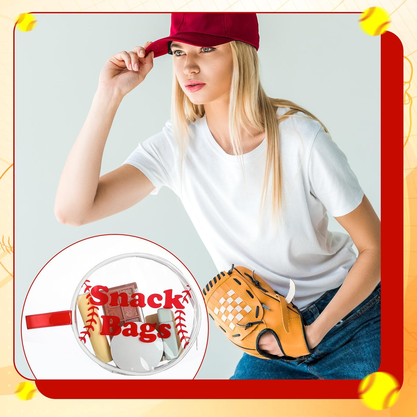 Reginary 12 Pcs Baseball Snack Bags for Team Gifts Baseball Goodie Treat Candy Bags Pouch Clear PVC Waterproof with Zipper Party Favors for Team Christmas Birthday Gifts Sport Supplies