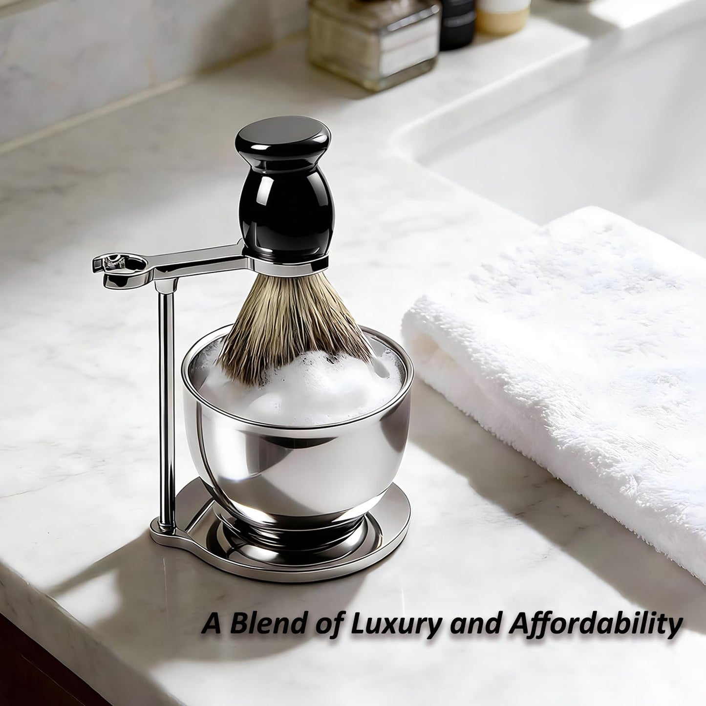 GRUTTI Shaving Brushes Kit For Men, 3 In 1 Shaving Brush Set Includes Shaving Brush, Shaving Bowl, Shaving Stand