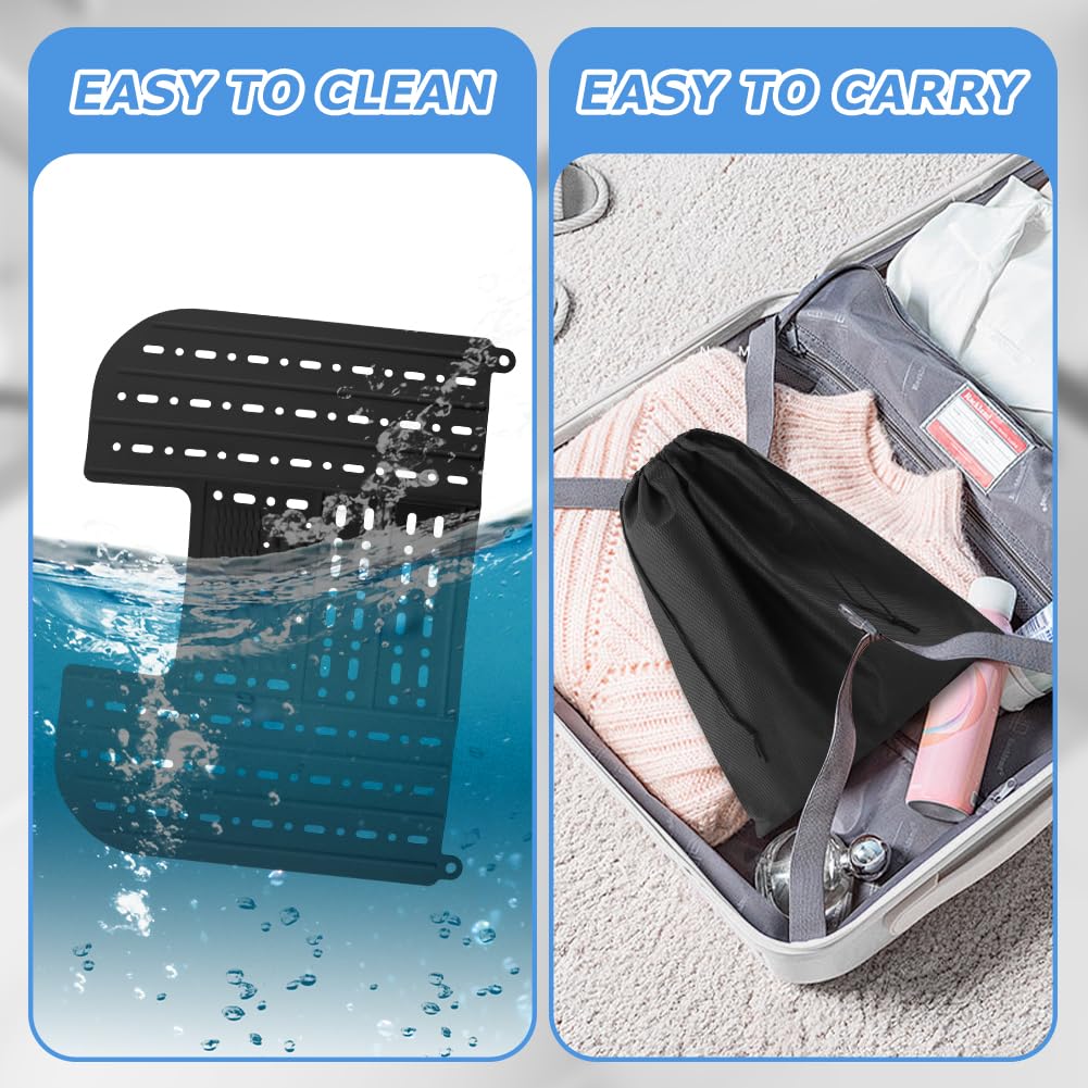 Oryqvane Bathroom Sink Cover for Counter Space,Foldable Silicone Makeup Mat for Hair Styling,Beauty Brush Cleaning Mat,RV Camper Sink Cover & for Small Spaces(Black)