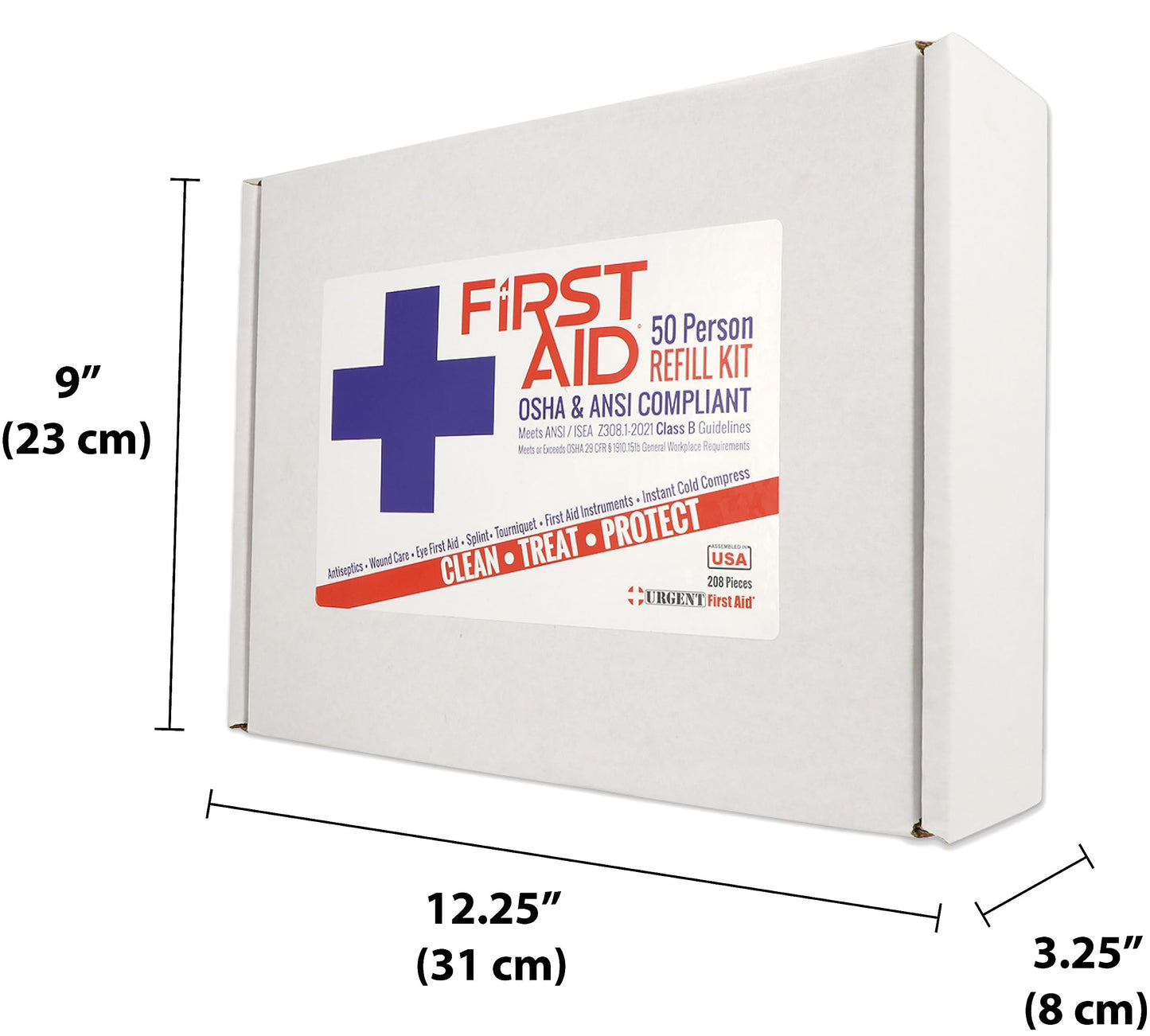 OSHA & ANSI 2021 Class B Refill Kit, 50 Person, 208 Pieces-First Aid Refill