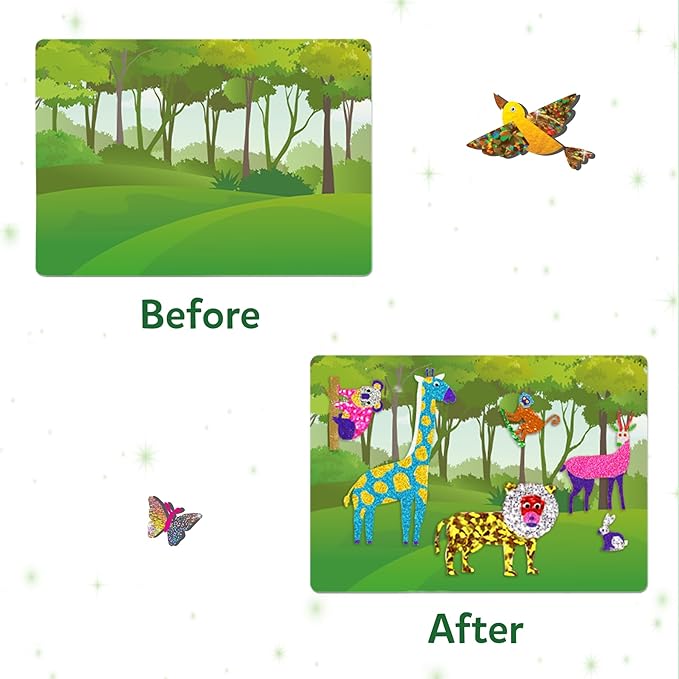 Skillmatics Foil Fun - Animals, No Mess Art for Kids, Travel Toys, Craft Kits, DIY Creative Activity, Christmas Gifts for Boys & Girls Ages 4, 5, 6, 7, 8, 9