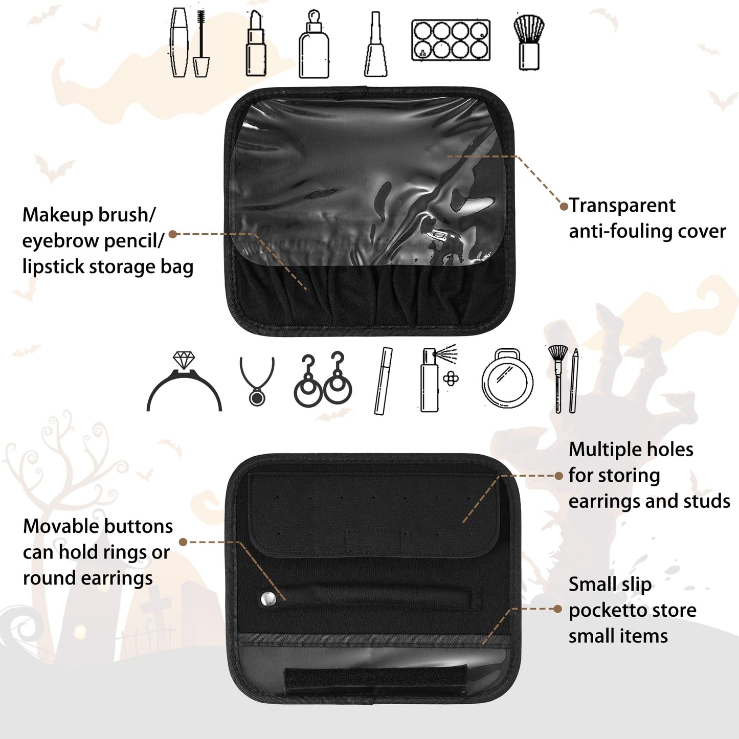 EXLIFBAG Makeup Bag with Led Mirror, Portable Travel Makeup Bag Organizer, Cosmetic Bag (Black)