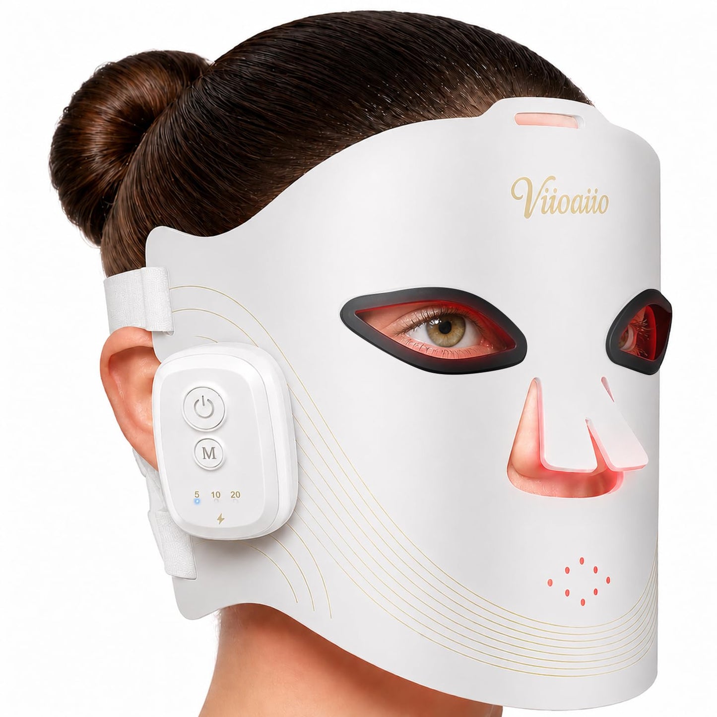 Red Light Therapy for Face,4 Modes LED Face Mask Light Therapy Wireless with 850NM Infrared,336 LED Chipset,Rechargeable Red Light Mask at Home(White)