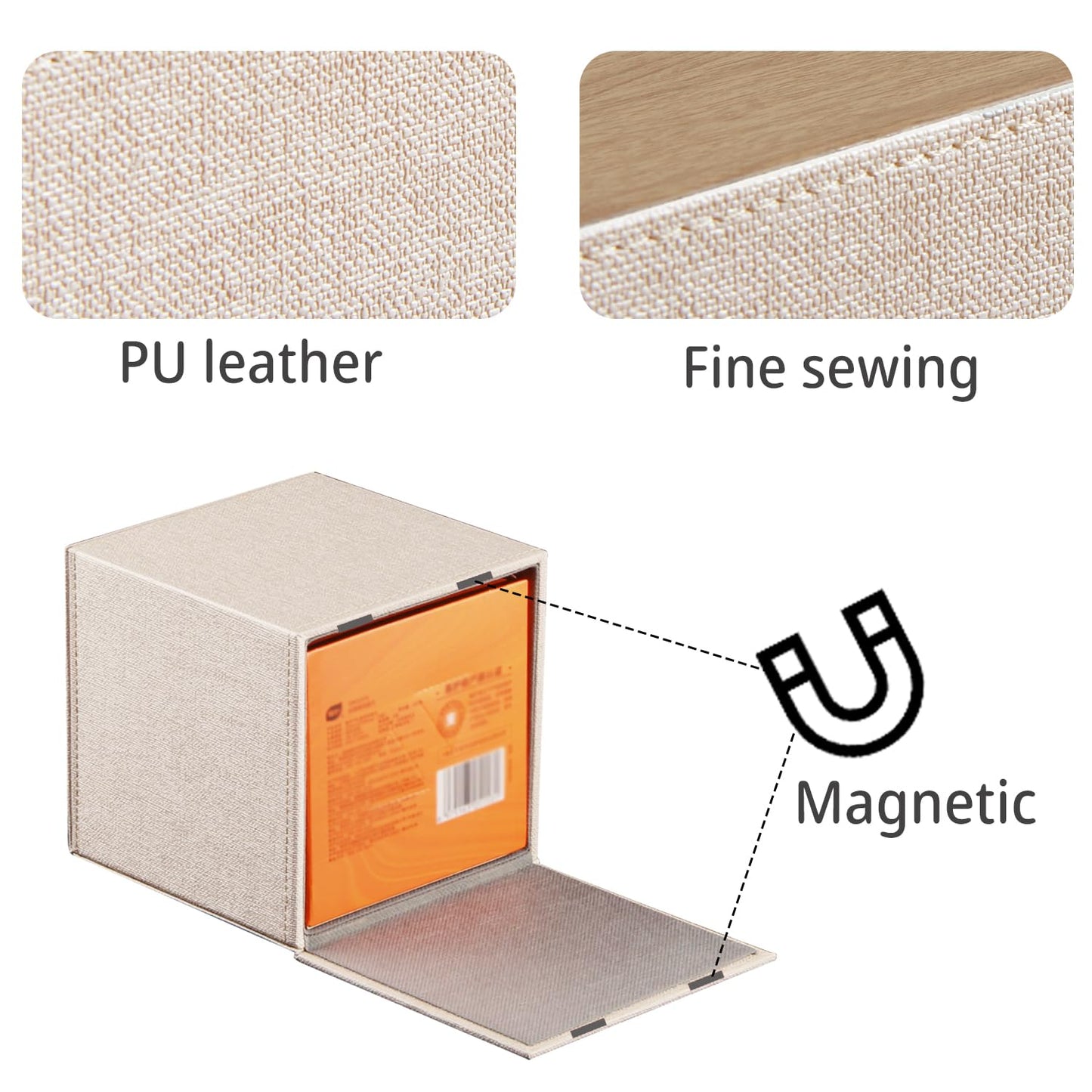 PU Leather Tissue Box Cover Square,Upgrade 99% Compatible Large Size,Cube Tissue Box Holder for Napkin Facial Paper,Dryer Sheet Dispenser Organizer for Bathroom Vanity Countertop Night Stand,Beige