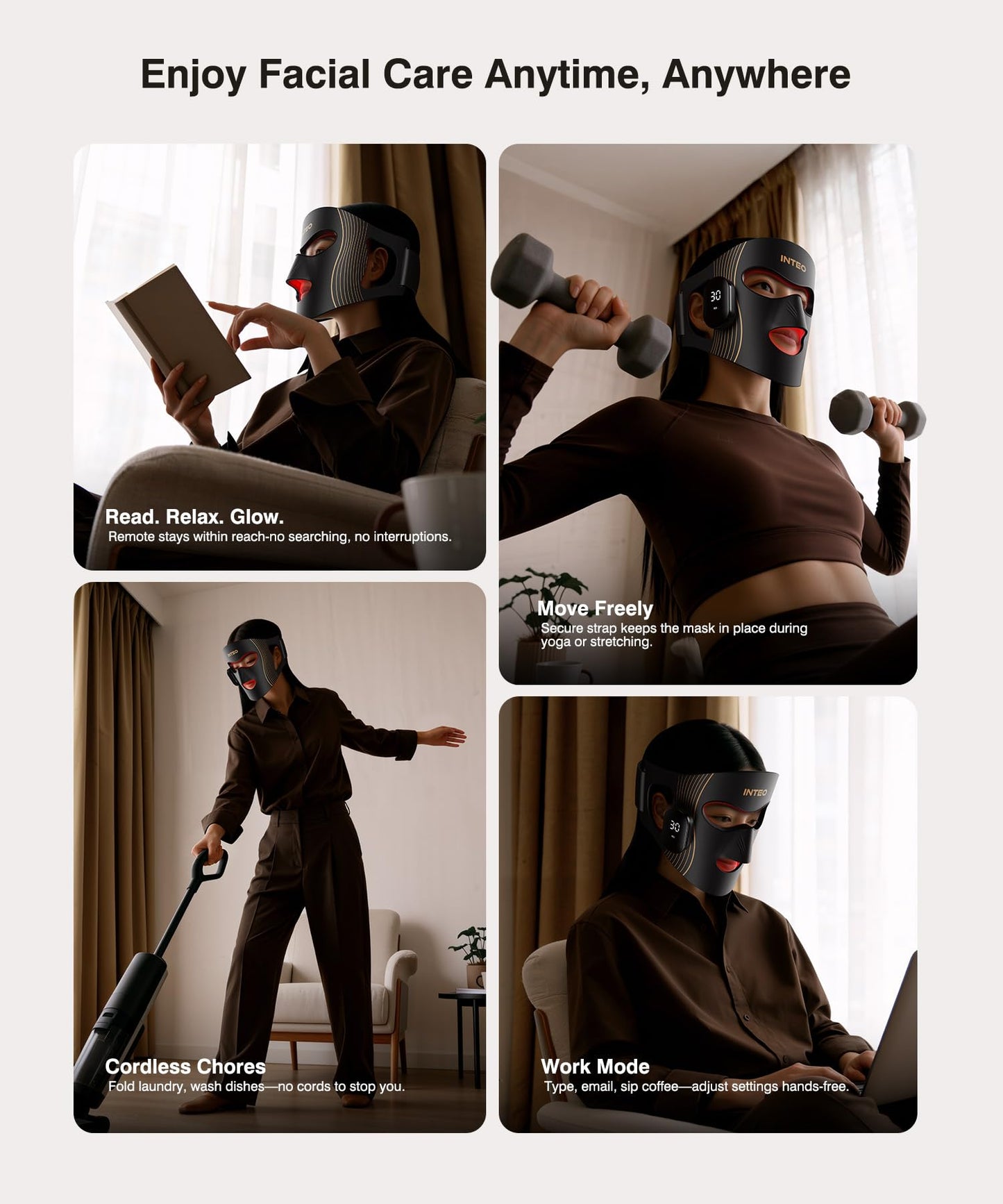 Red Light Therapy for Face 4 Modes, Breathable Red Light Therapy Mask with 4 Color Light Modes, 850NM Infrared LED Face Mask Light Therapy with Timer, Portable Led Mask for Home & Travel