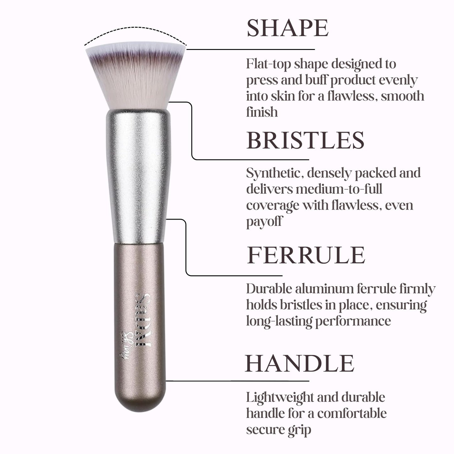 Kabuki Makeup Brush - Blender Brush for Powder, Cream, Liquid Foundation, Sunscreen, Blush Blending & Bronzer - Professional Make Up Brush - Full Face Makeup Brush - Vegan & Cruelty Free