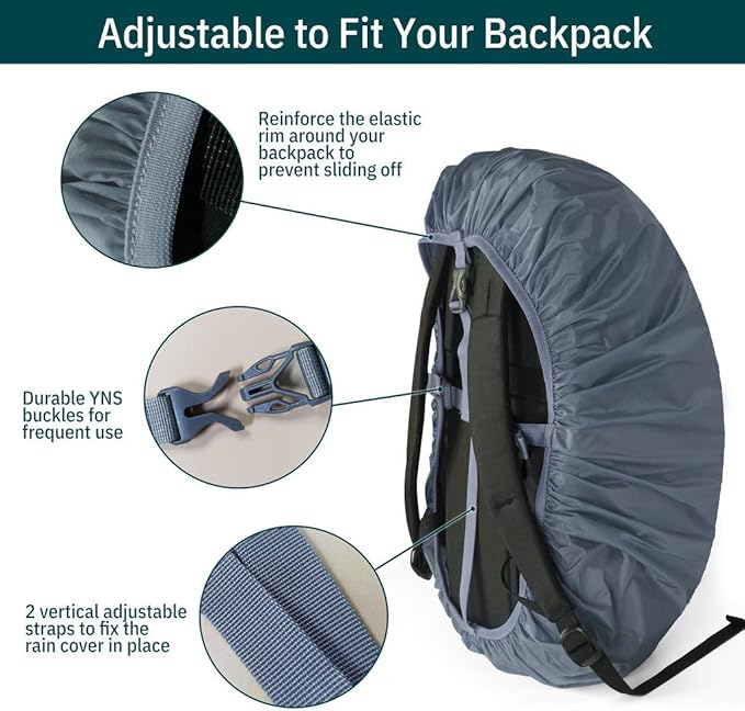 Unigear Backpack Rain Cover Waterproof Rating 5000mm Ultraportable and Durable with 2 Anti-Slip Buckle Strap, Integrated Carry Pouch Design (Gray, XX-Large)