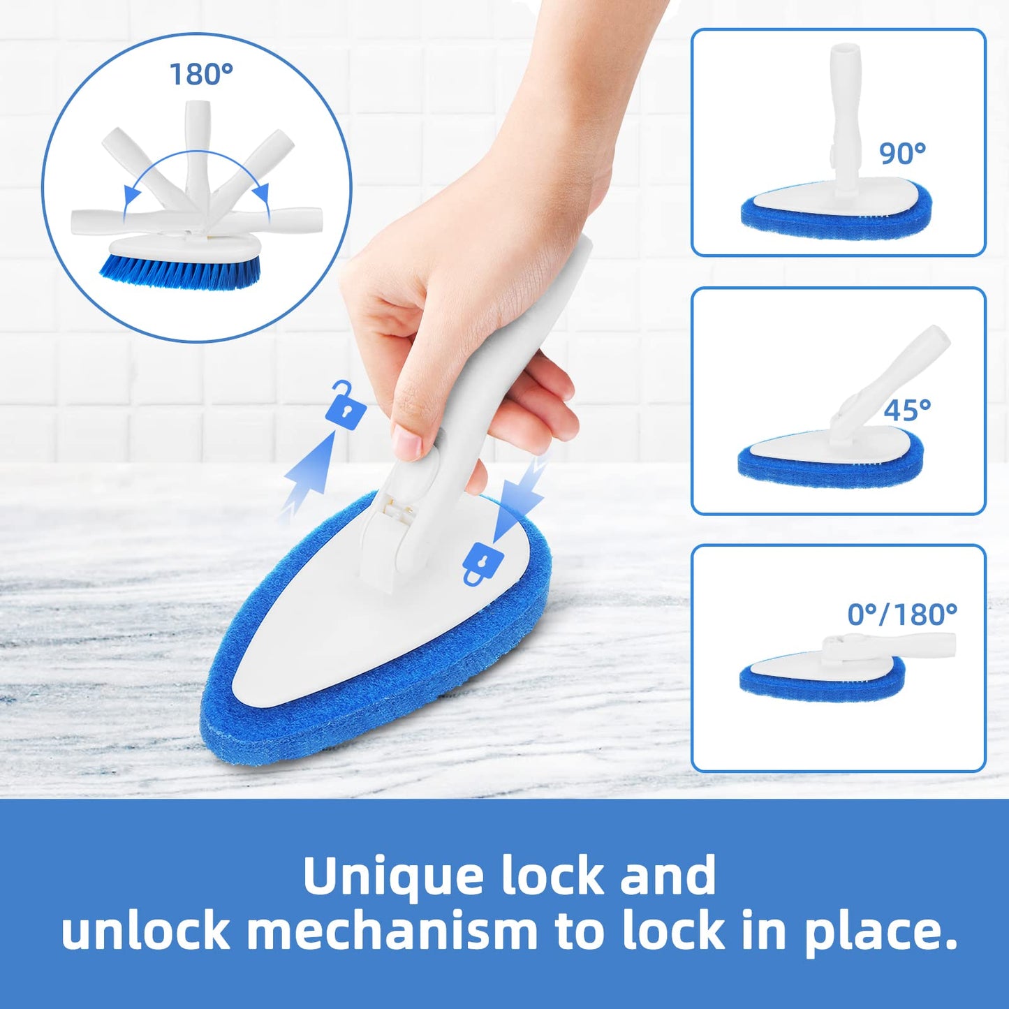 Qaestfy Shower Scrubber Cleaning Brush Combo Bath Tub Tile Cleaner Scrubber Brush with 51'' Adjustable Long Handle Scrub Brush for Bathroom Shower Bathtub Wall Mop Cleaning Scrubbing