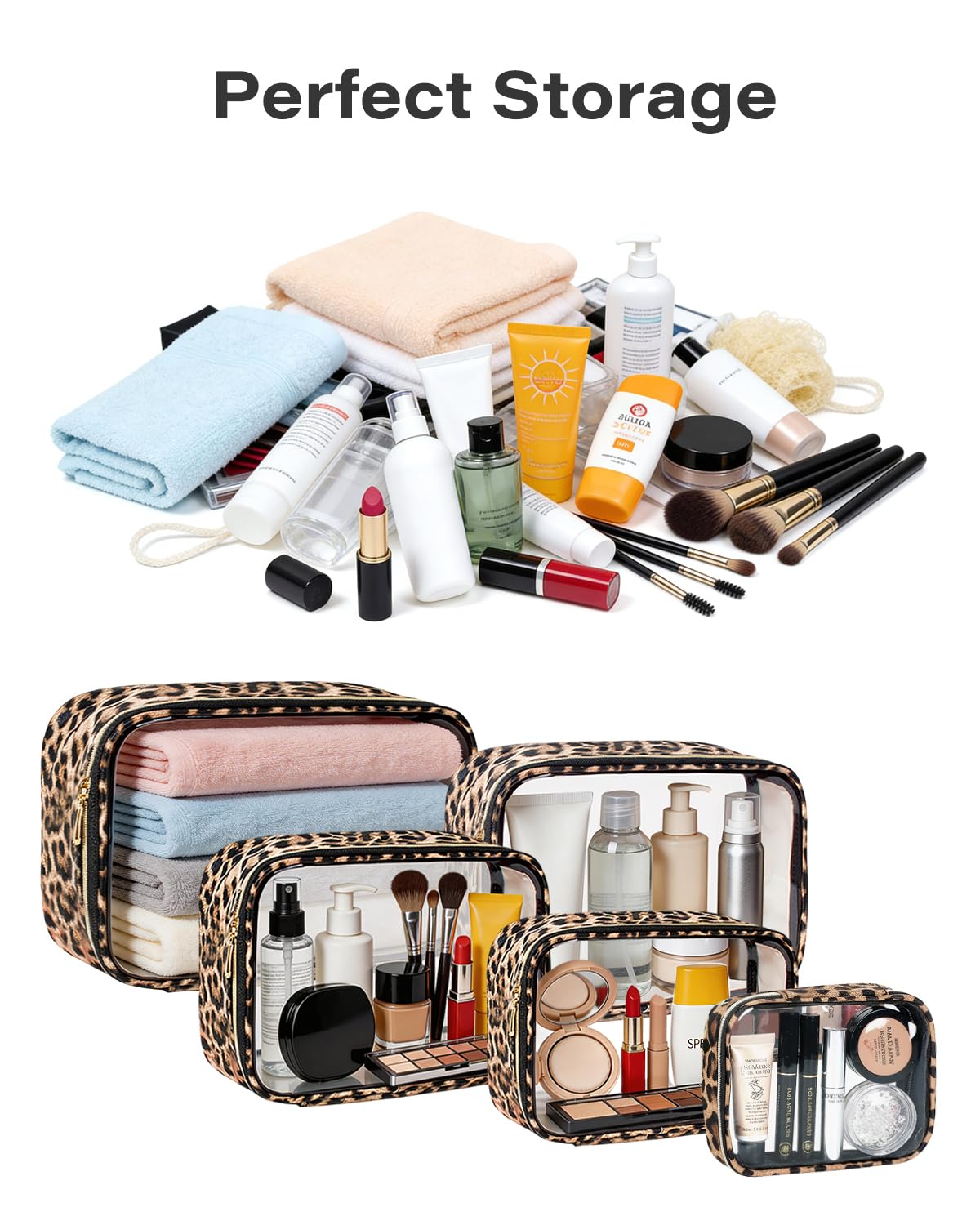 FFpaw TSA Approved 5 Piece Diaper Bag Organizer Pouch Set, Waterproof Clear Toiletry Bag Travel Packing Organizer Bags Clear Makeup Pouch Cosmetic Case with Zipper Car Essentials Bag
