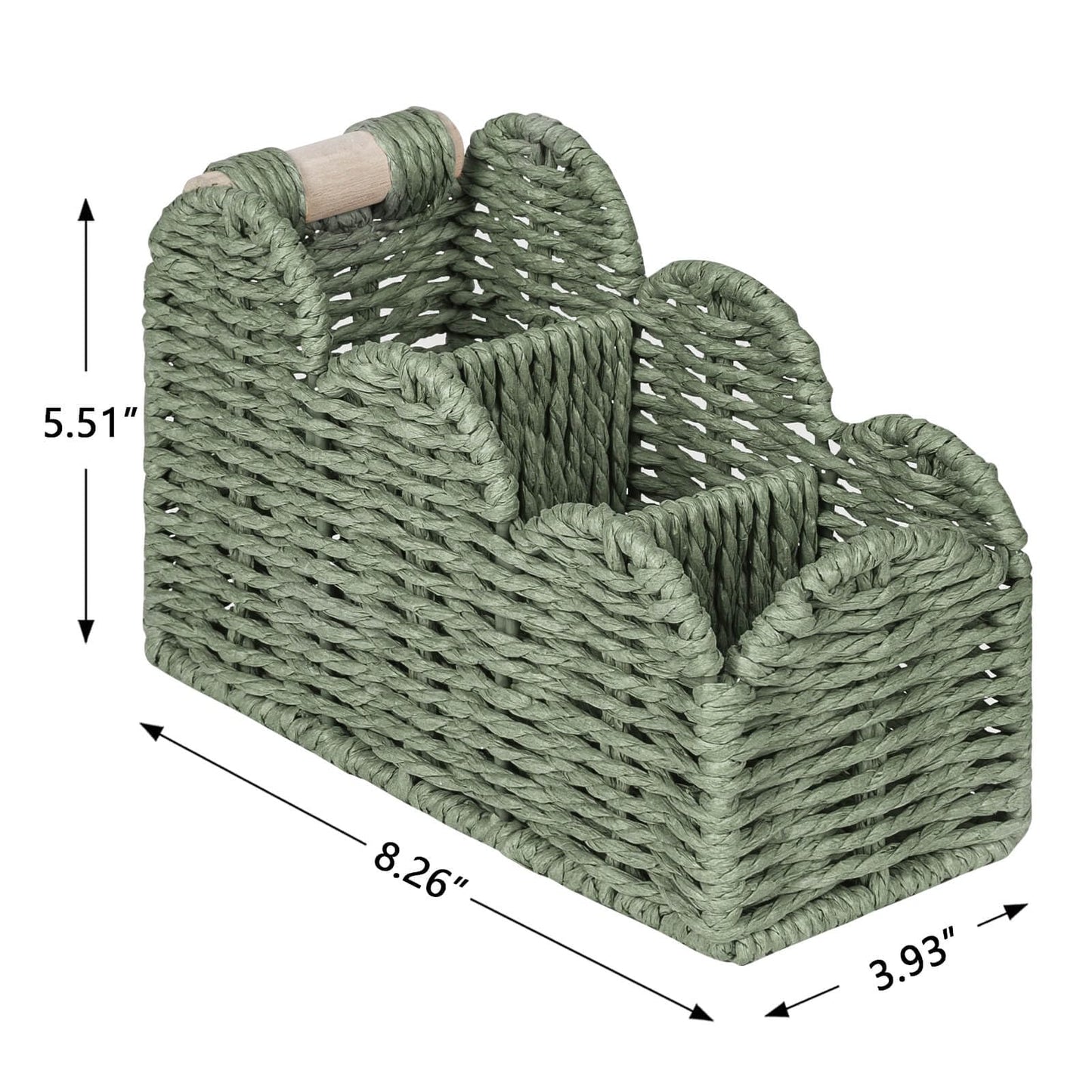 CubesLand Scalloped TV Remote Control Holder Bedside Candy Organizer, Office Desk Storage Organizer Accessories, Pen Pencil Cup, Makeup Brush Holder, Fits Farmhouse Rustic Decor, Earth Friendly, Green
