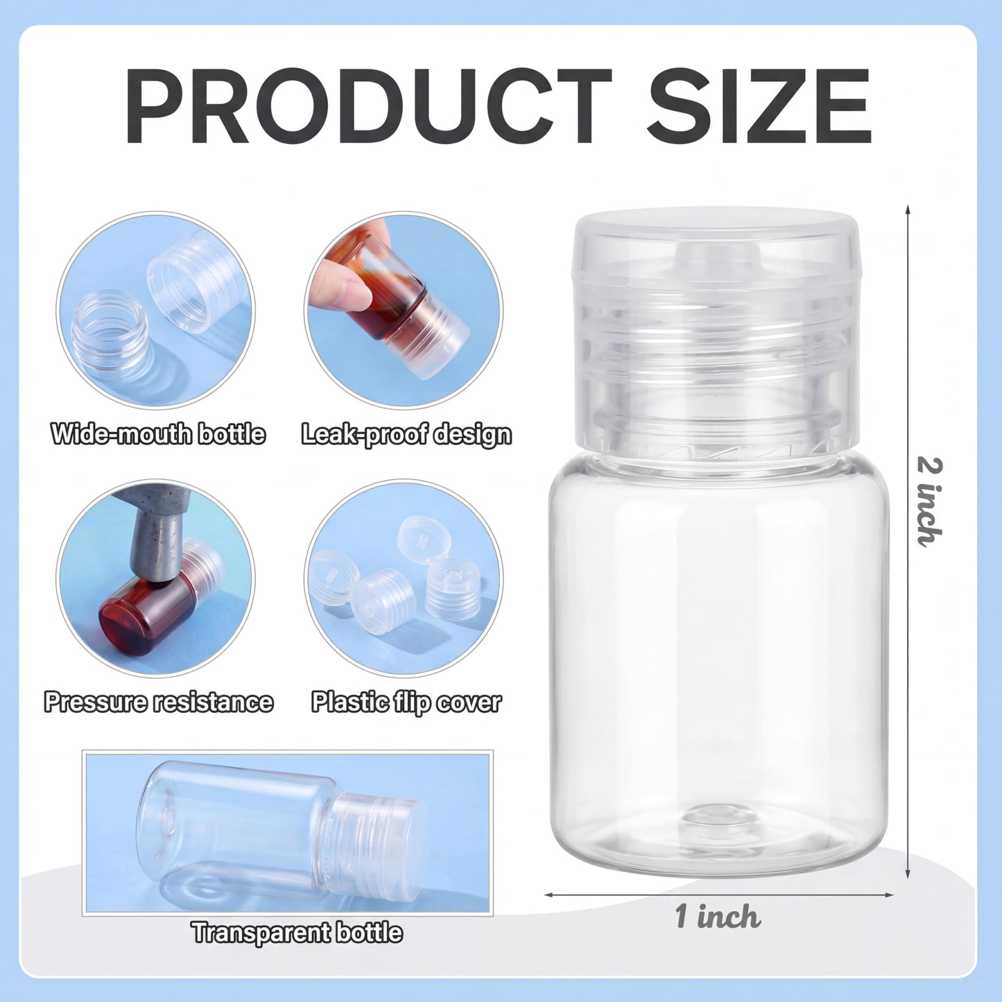 Yiyiring 24 Pcs 0.5 oz Small Travel Bottles with Flip Cap Wide Mouth Travel Size Plastic Bottles Mini Refillable Leakproof Liquid Storage Container for Toiletries Shampoo Cosmetic Lab Reagent Sample