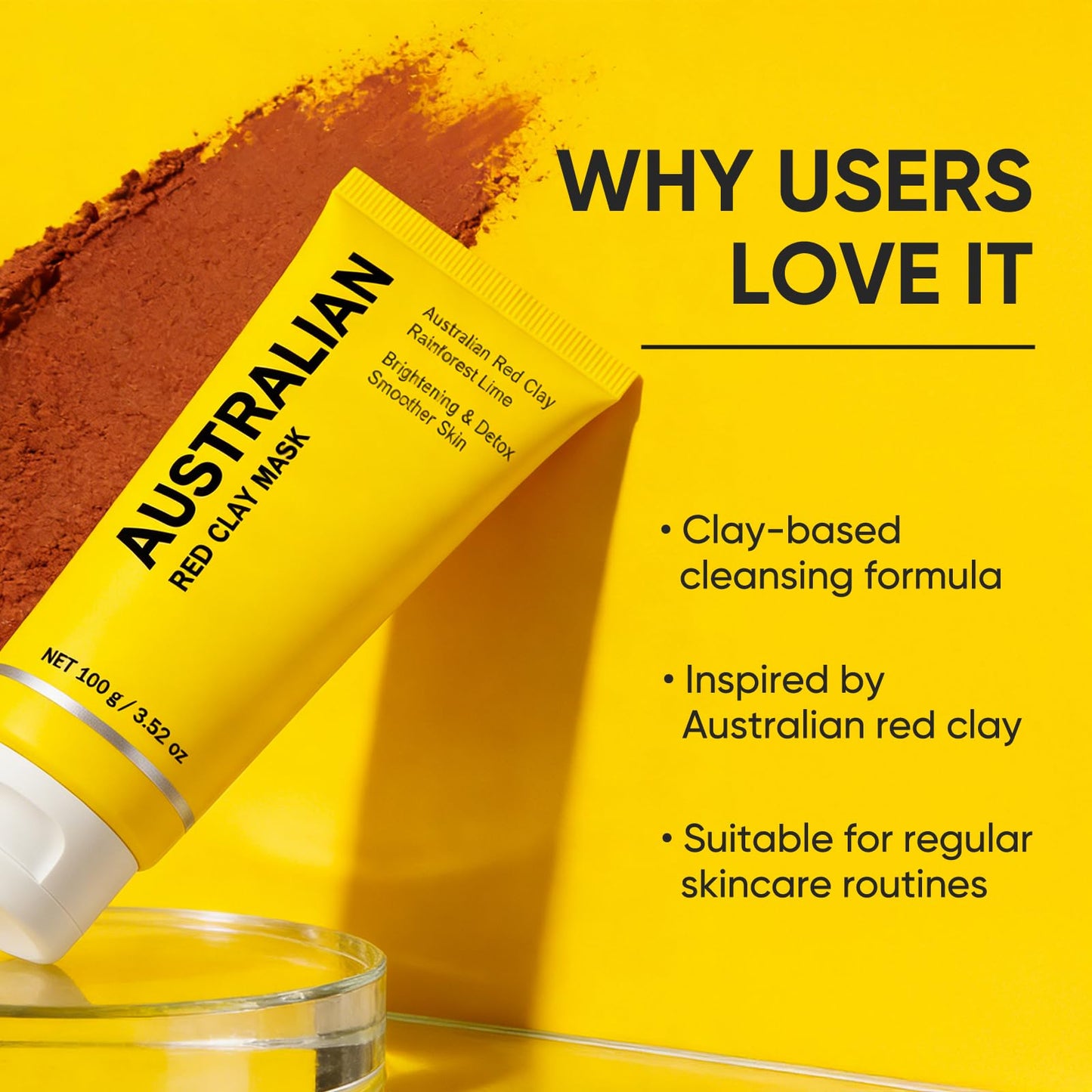 Boaccy Australian Red Clay Face Mask, Mineral-Rich Detox Mud Mask with Kakadu Plum, Desert & Rainforest Lime Extracts, for Radiant-Looking, Smoother Skin, All Skin Types, 100 mL (1)