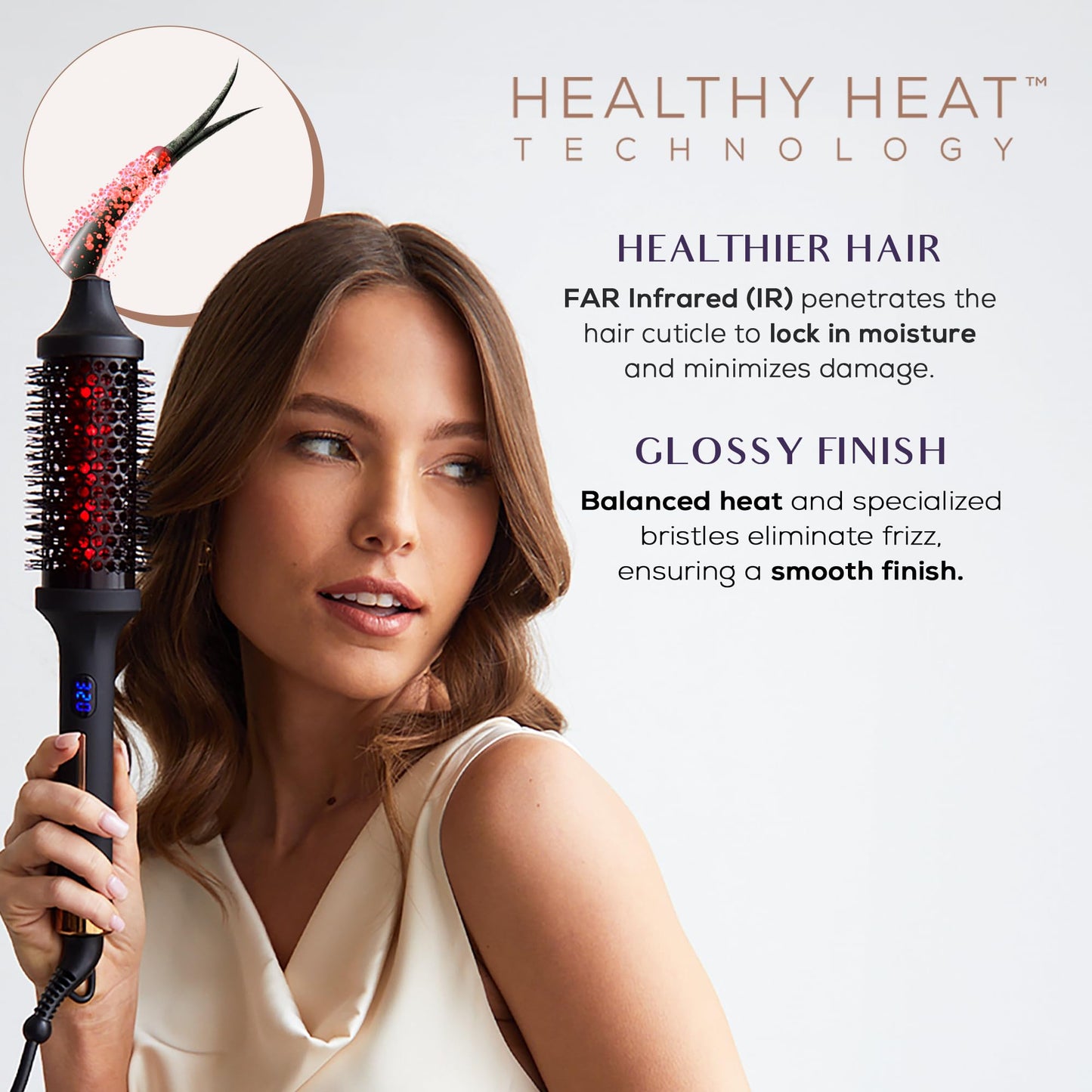 Sutra Thermal Brush - Lightweight Heated Round Brush for Hair Styling & Blow Out - Digital Display, Auto Shut-Off & Ionic Technology - Professional Styling Tools for All Hair Types