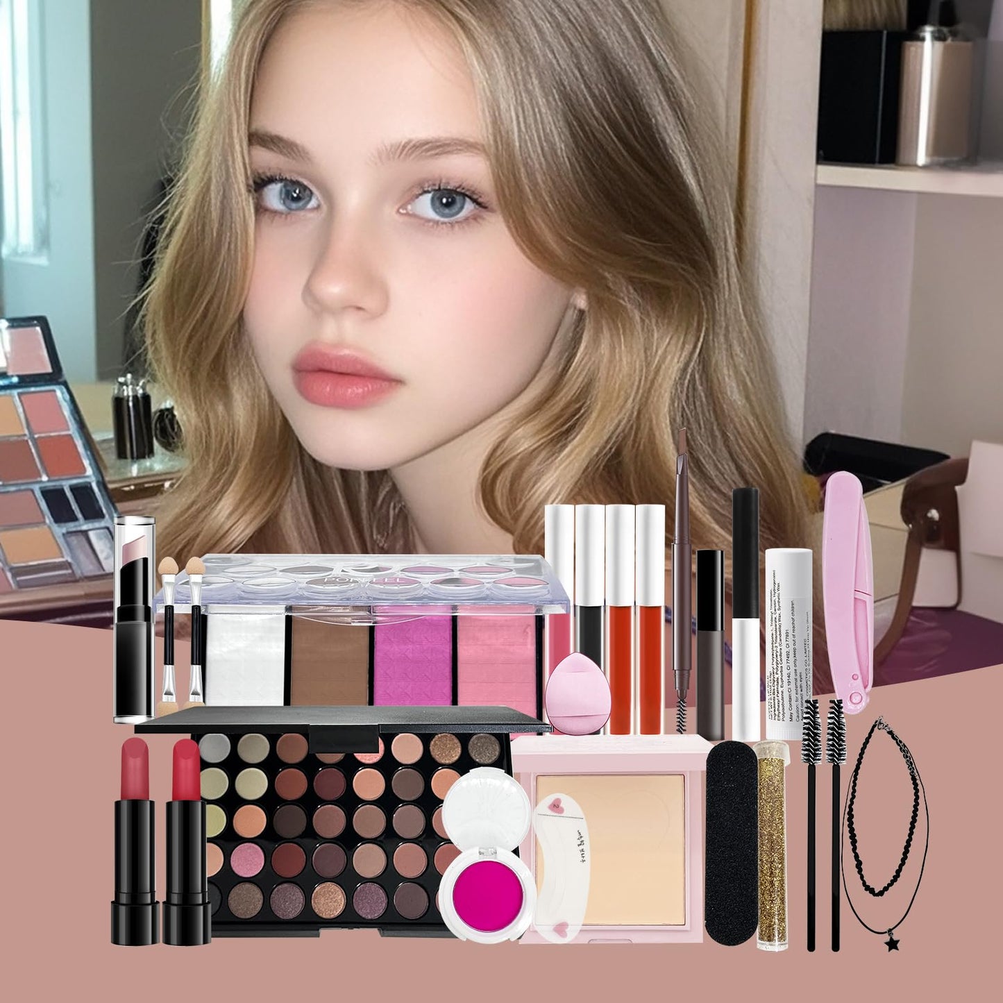 Makeup Advent Calendar 2025, 24 Days Countdown Surprises Calendar Make up Gift Set, Christmas Gift Makeup Kits For Women Teens Girls With Eyeshadow Palette, Lipsticks, and Cosmetic Tools