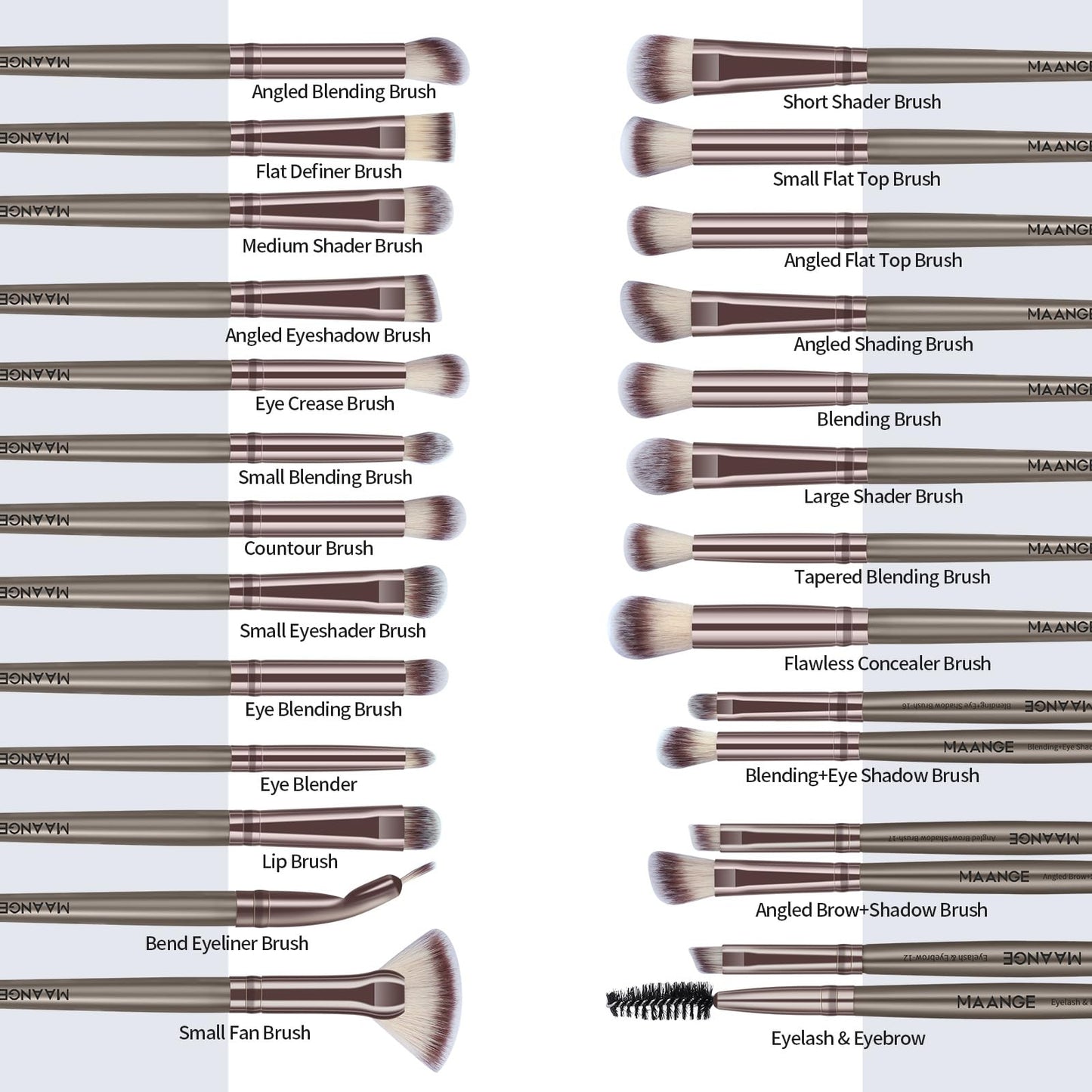 MAANGE 30Pcs Professional Makeup Brush Set with Case – Premium Synthetic Brushes for Foundation, Powder, Blush, Eyeshadow & Blending,Champagne