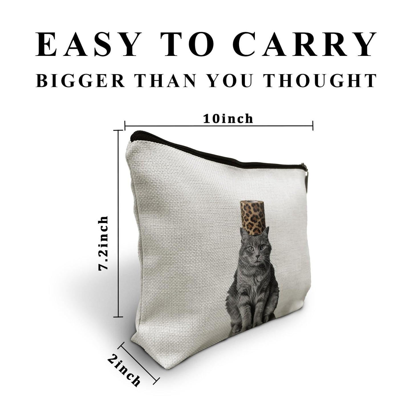TopXmai Funny Cat Leopard Print Makeup Bags, Cat Lover Gifts Cosmetic Bag for Women, Animal Lover Gifts, Trendy Quirky Cheetah Print Animal Makeup Pouch,B088