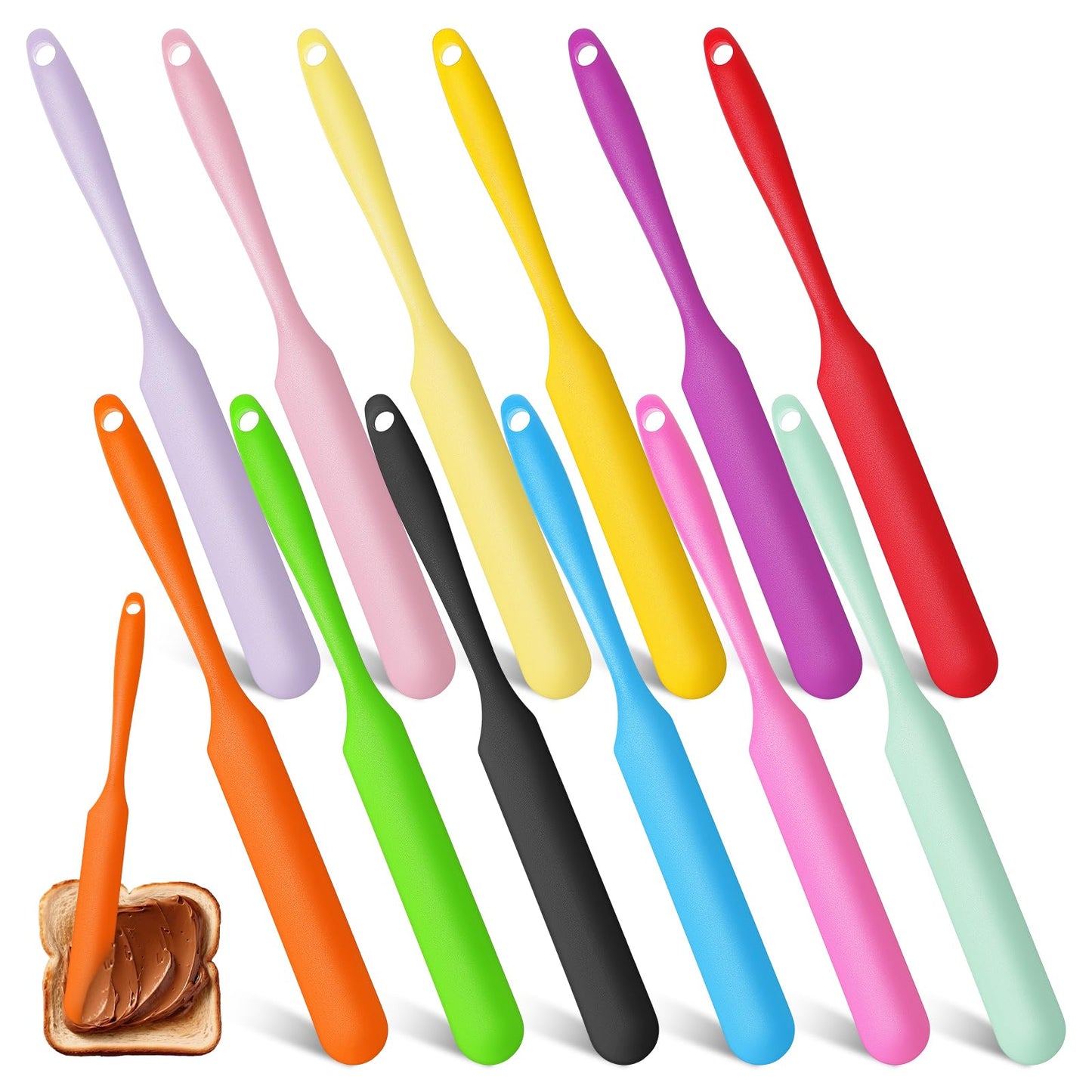 24Pcs Jar Spatula, Heat Resistant Silicone Scraper with Long Handle, Jam Spreader Silicone Spatulas, Kitchen Must Have Small Spatula for Scraping Kitchen Baking Mixing Cake Butter