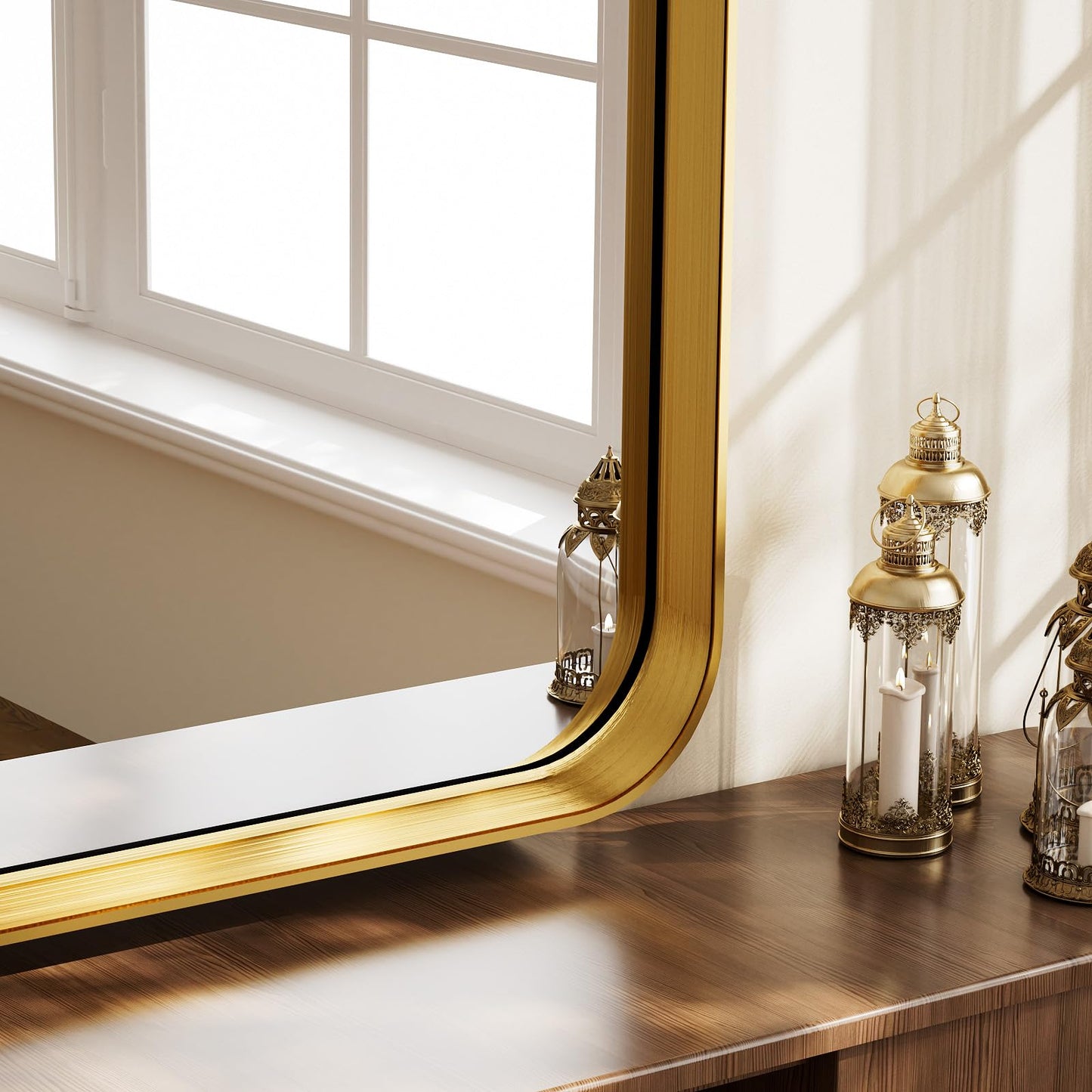 Arched Bathroom Mirror - 30x20 Inch Gold Bathroom Mirror for Wall - Aluminum Alloy Framed Mirror - Arched Top Bathroom Vanity Mirror for Living Room, Bedroom, Mantel, Entryway, and Hallways