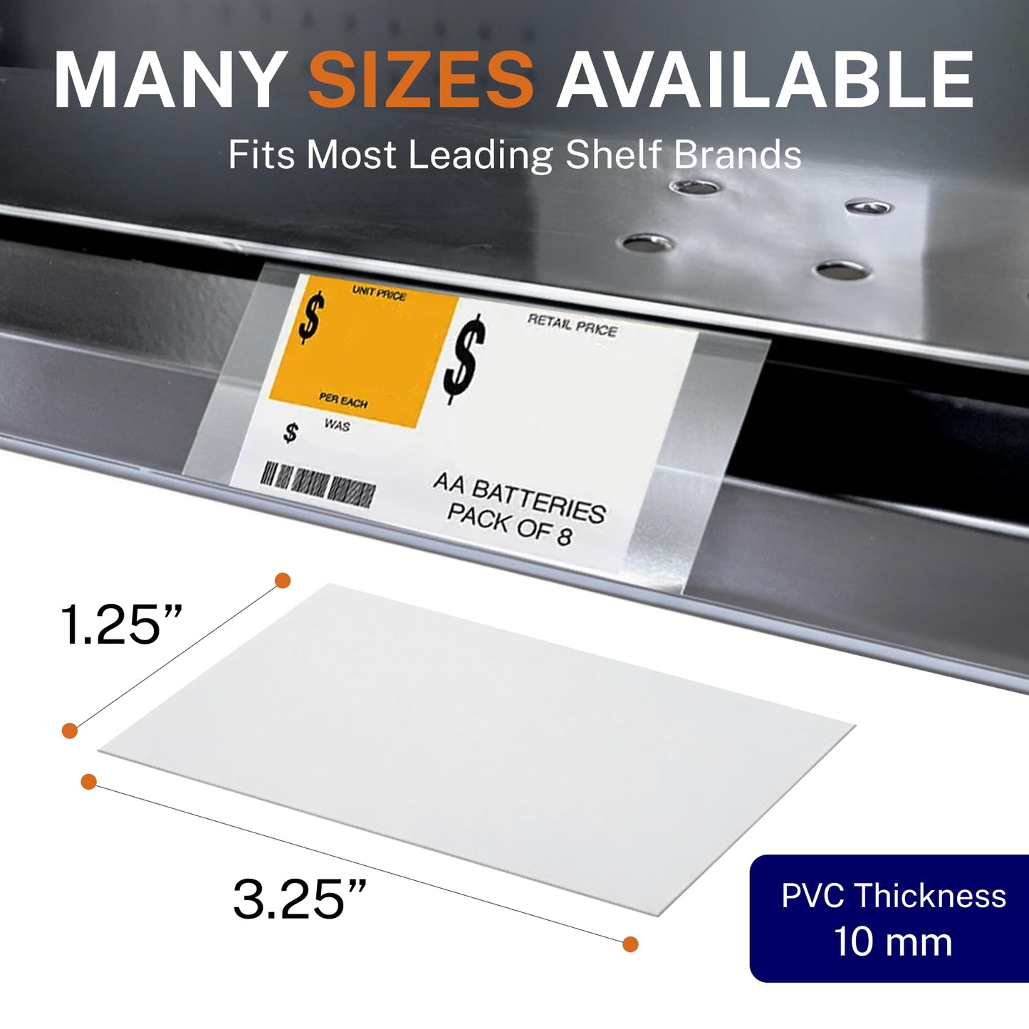 CinchSigns Clear Plastic Label Holder - Shelf Price Tag Holder, 1000 Count Bulk Bundle - 7.5mm Thick Glossy Chips for Retail Merchandising, Warehouses and Professional Store Display - 3.25"L × 1.25"H